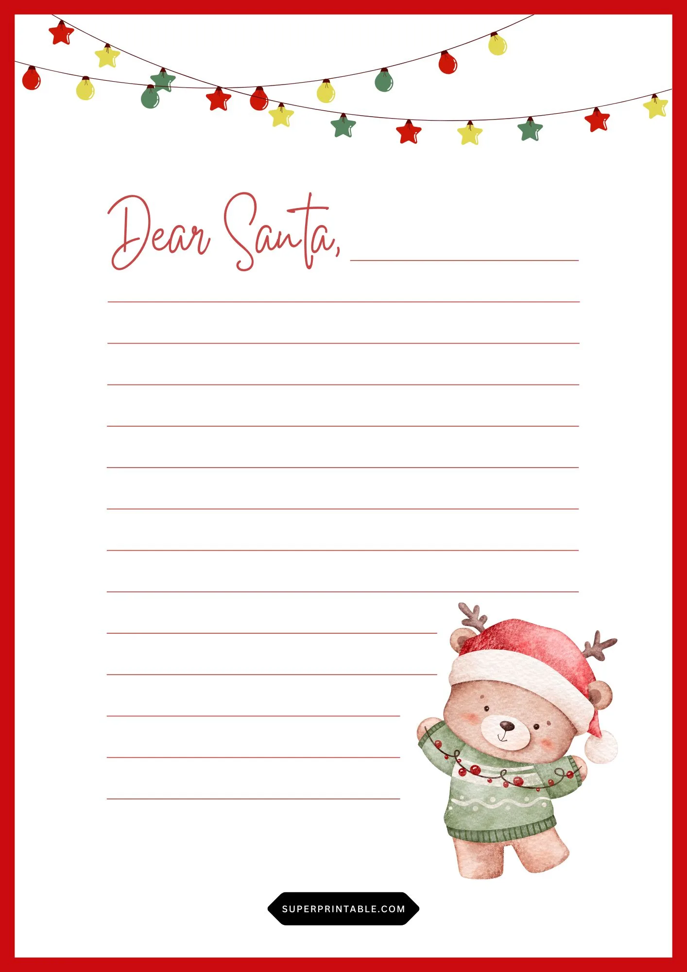 Dear Santa Letter Template 3