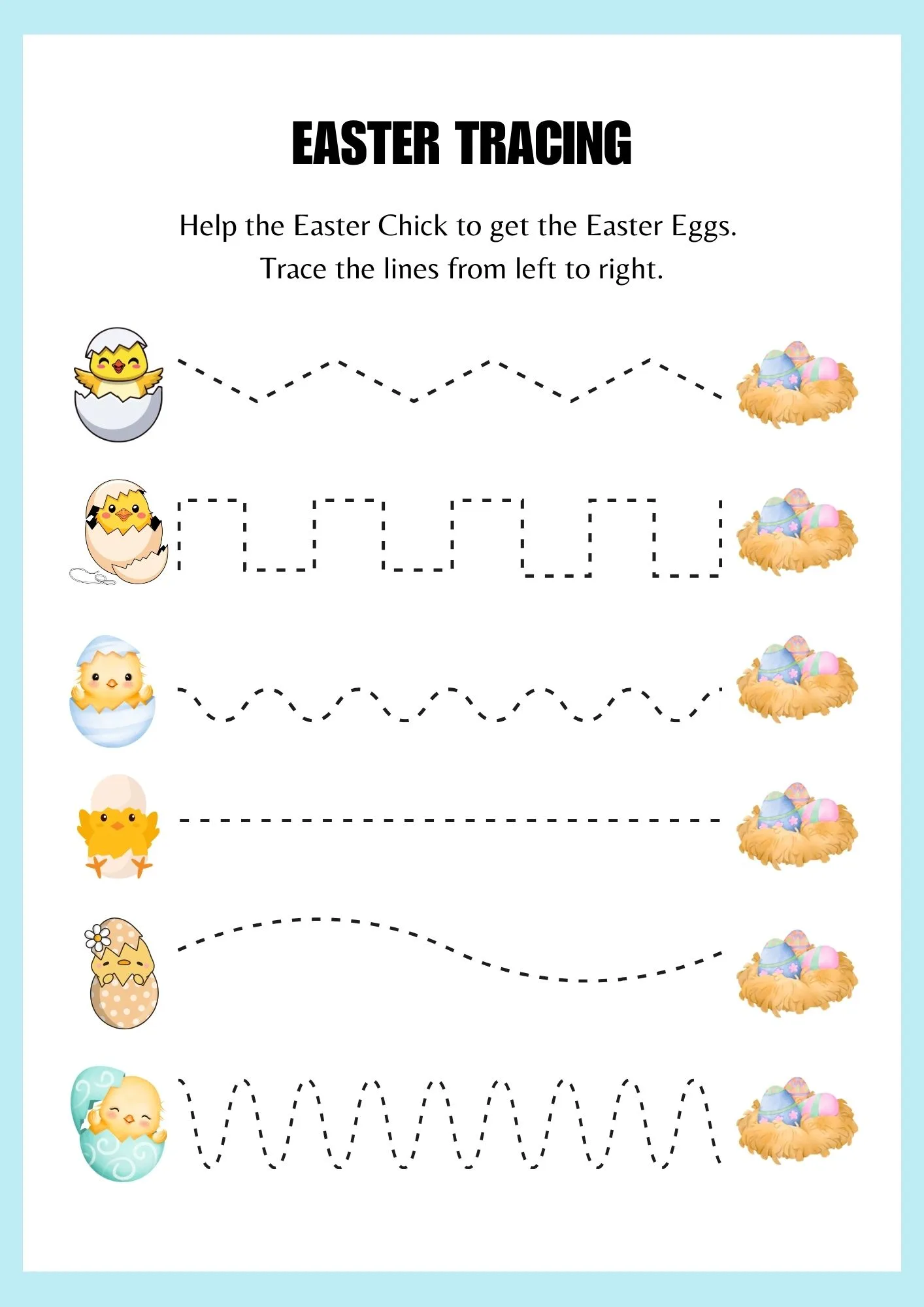 Easter Egg Line Tracing Worksheet 2