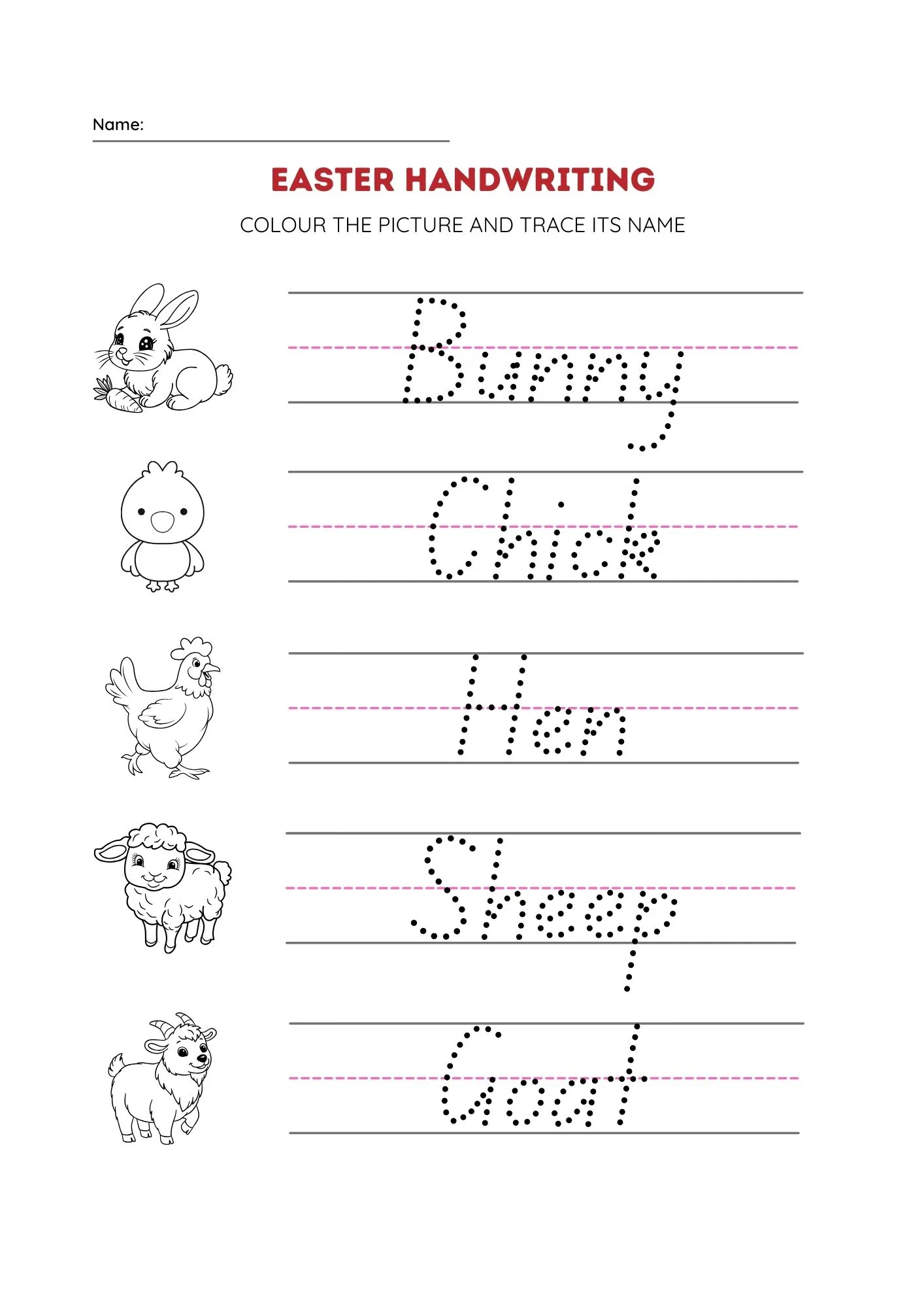 Easter Handwriting Activity