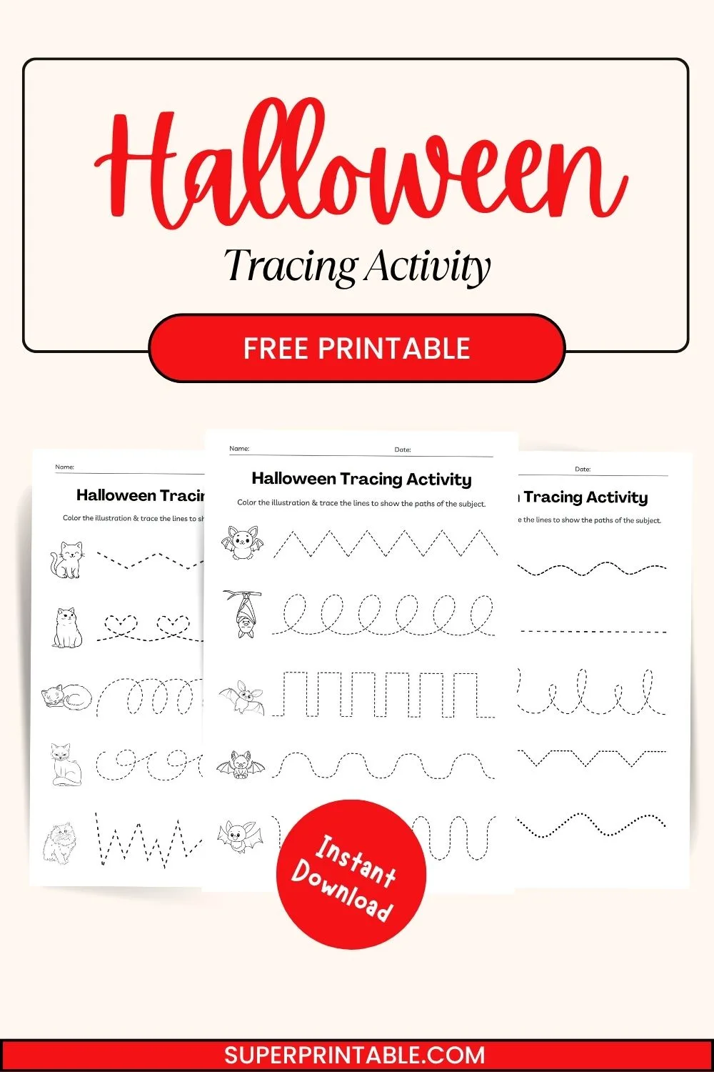 Halloween Tracing Activity Pinterest Image