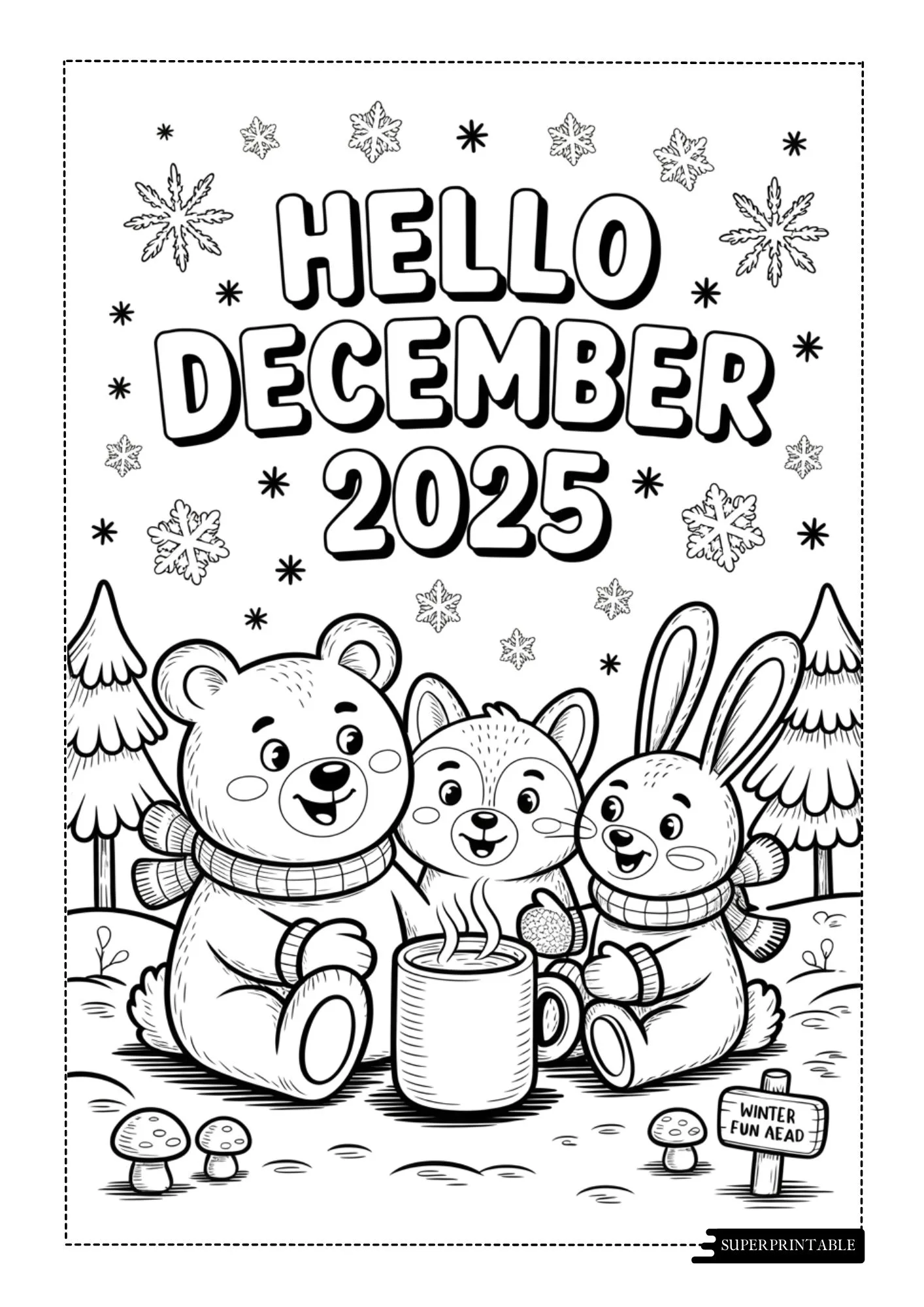 Hello December 2025 Coloring Pages 1