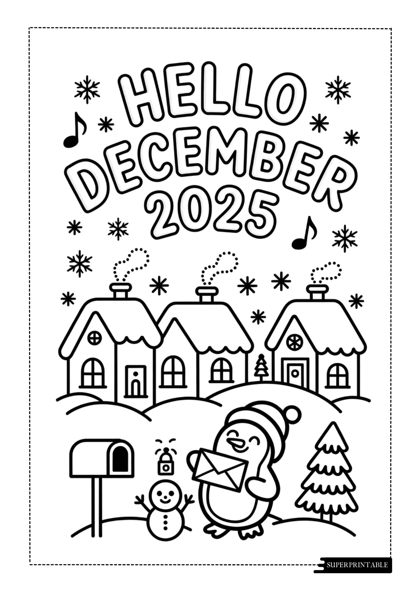 Hello December 2025 Coloring Pages 2