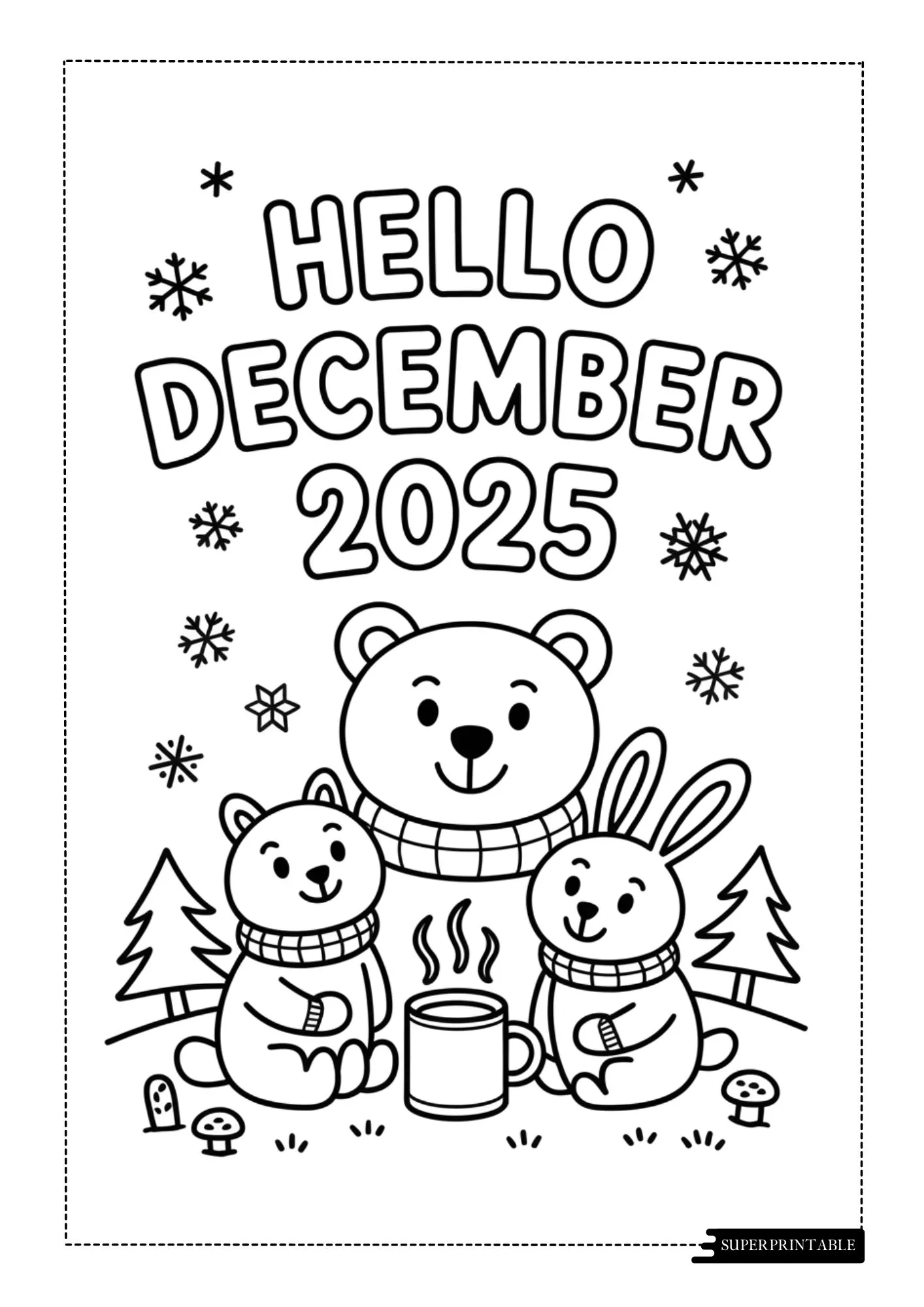 Hello December 2025 Coloring Pages 3
