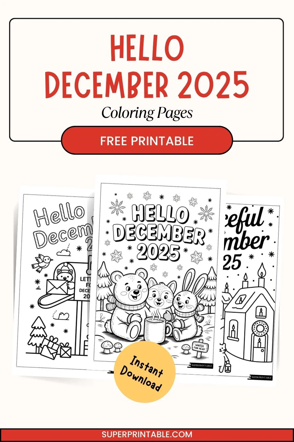 Hello December 2025 Coloring Pages Pinterest Image