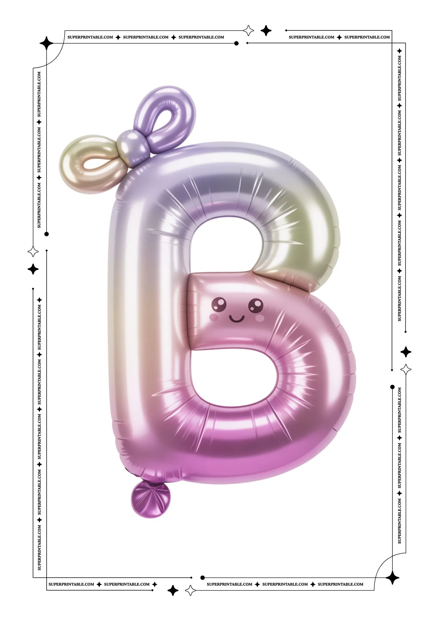 Kawaii Alphabet Lavender Foil Balloon Flashcards 2