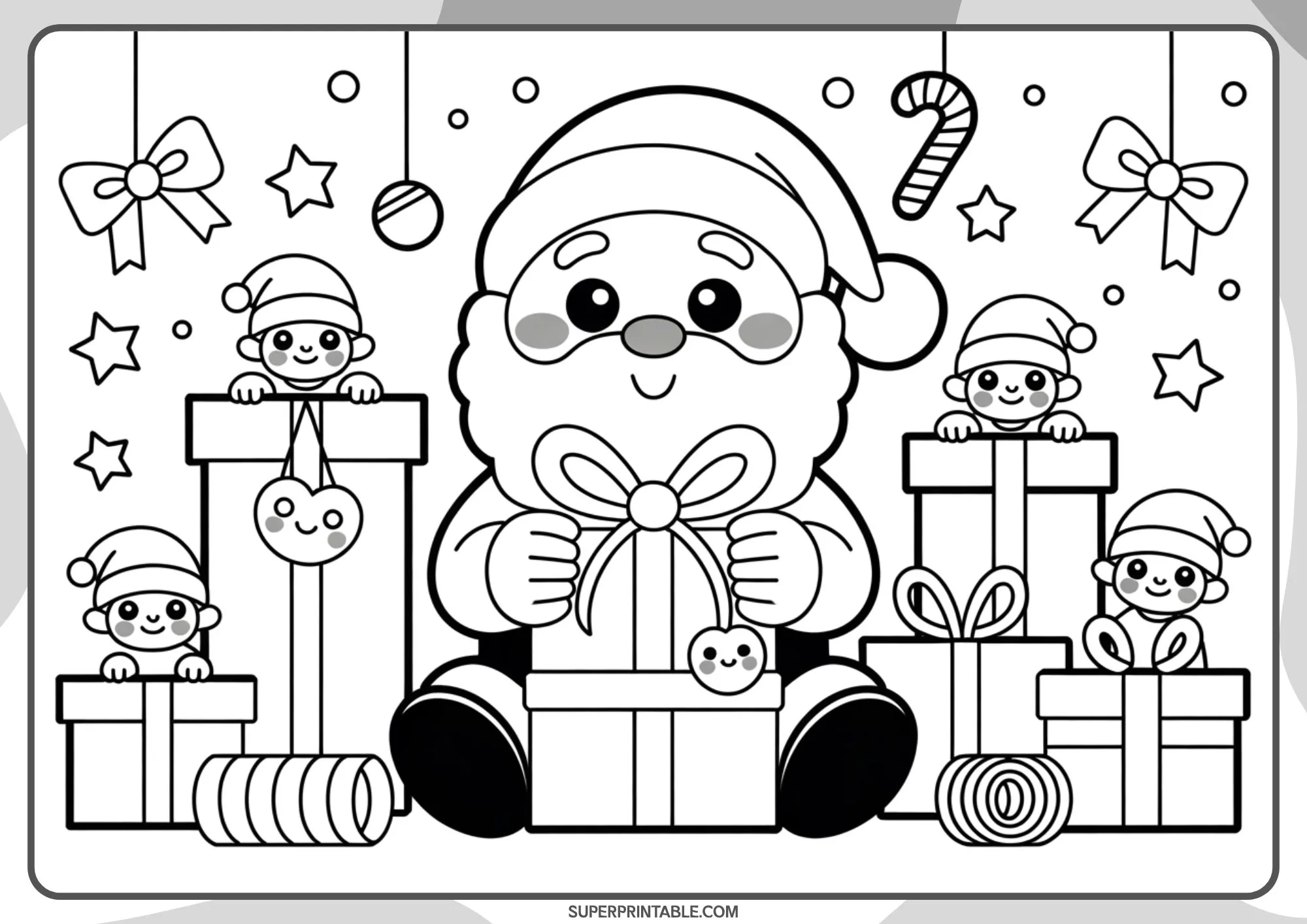 Kawaii Christmas Santa Adventures Coloring Pages 2
