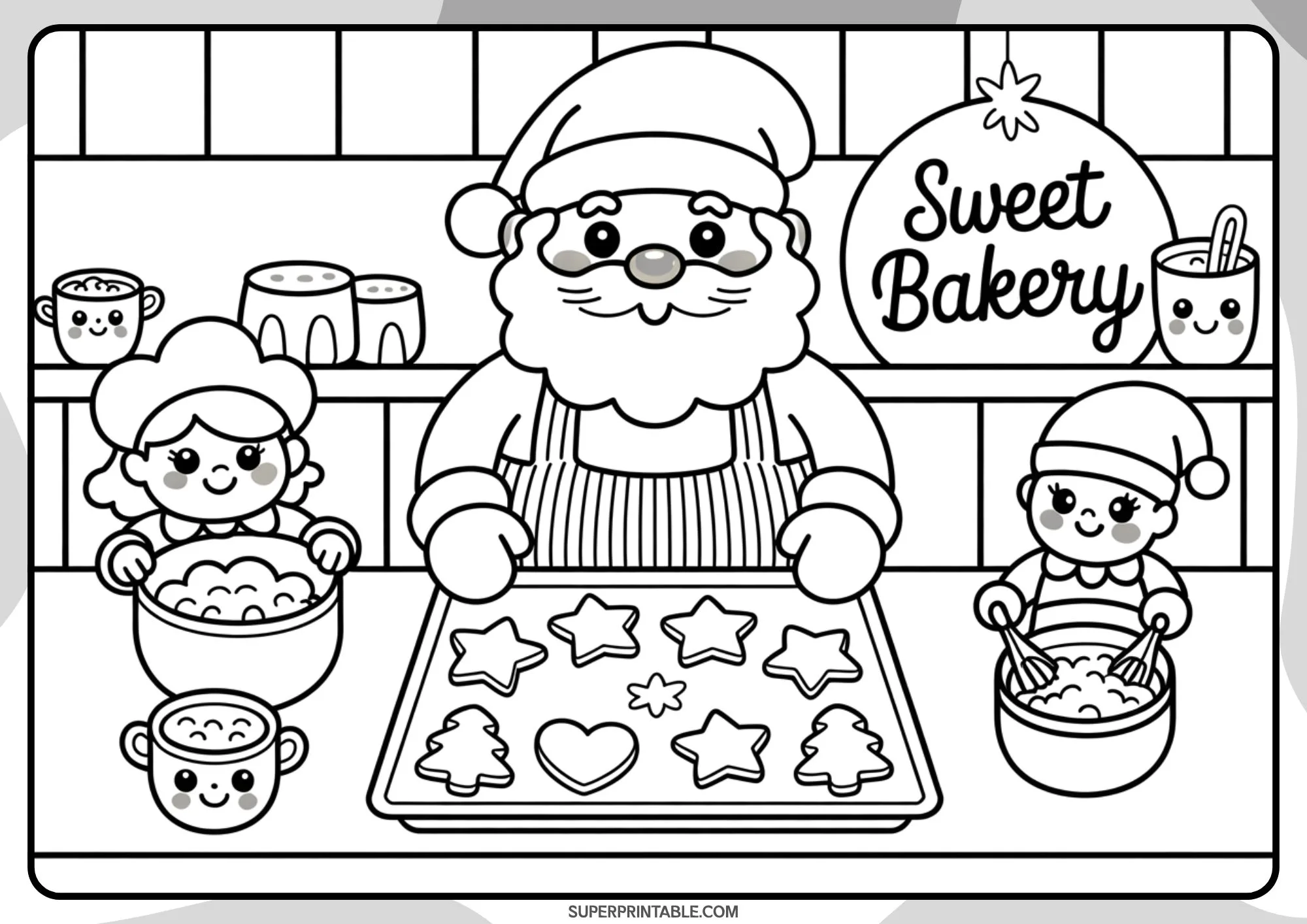 Kawaii Christmas Santa Adventures Coloring Pages 3