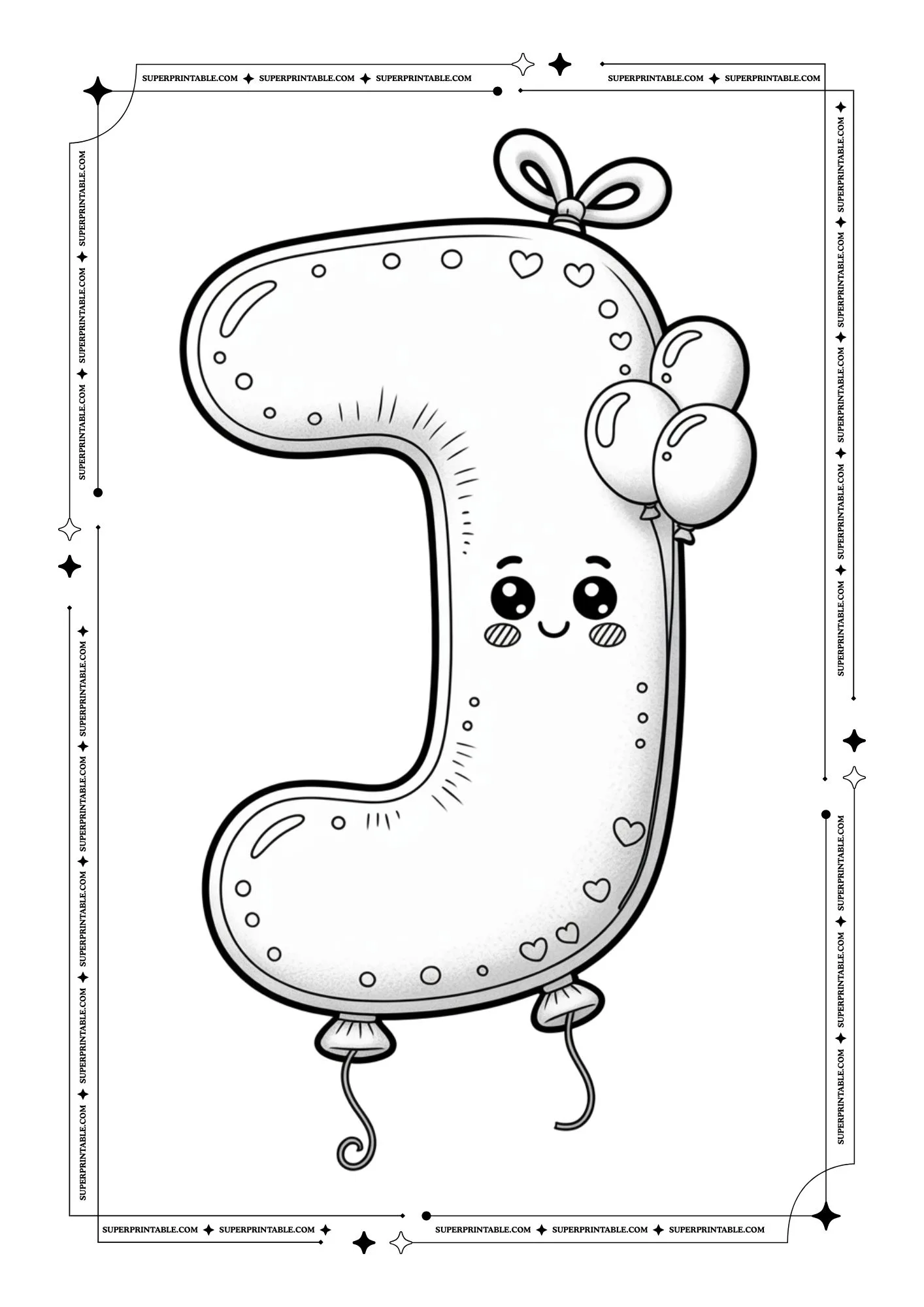 Kawaii Holiday Balloon Alphabet Coloring Pages 10