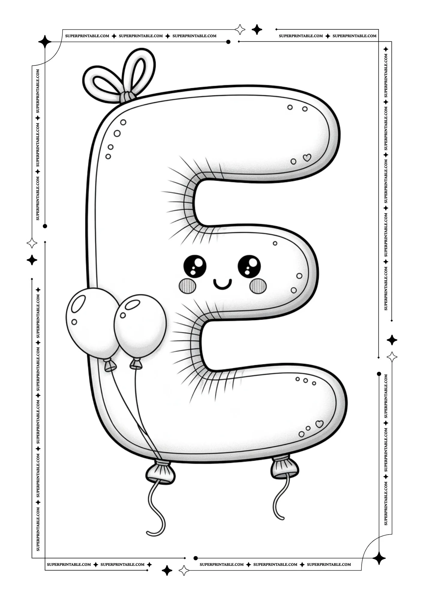 Kawaii Holiday Balloon Alphabet Coloring Pages 5