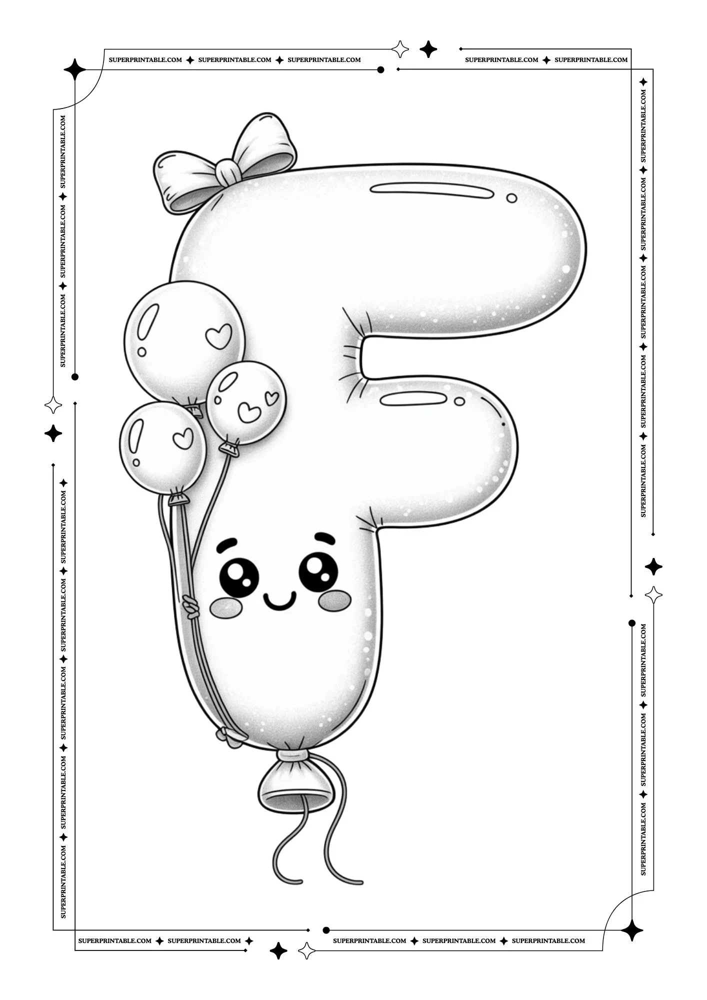 Kawaii Holiday Balloon Alphabet Coloring Pages 6