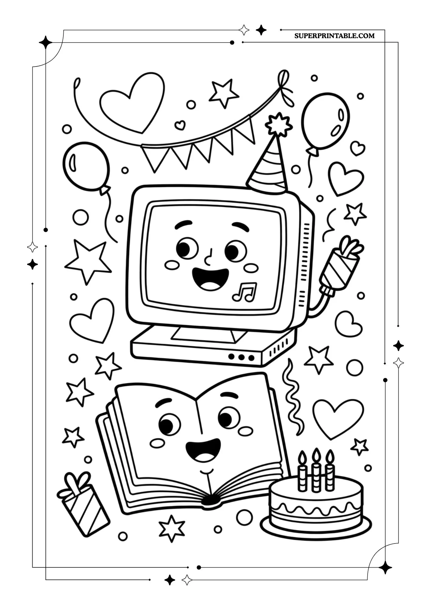 Kawaii Talking Computer Coloring Pages 3