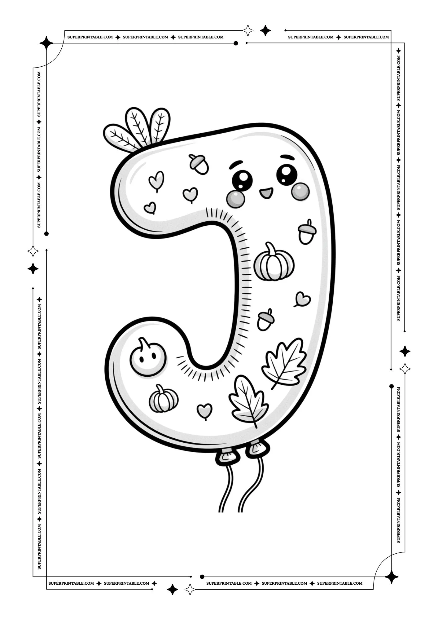 Kawaii Thanksgiving Alphabet Coloring Pages 10