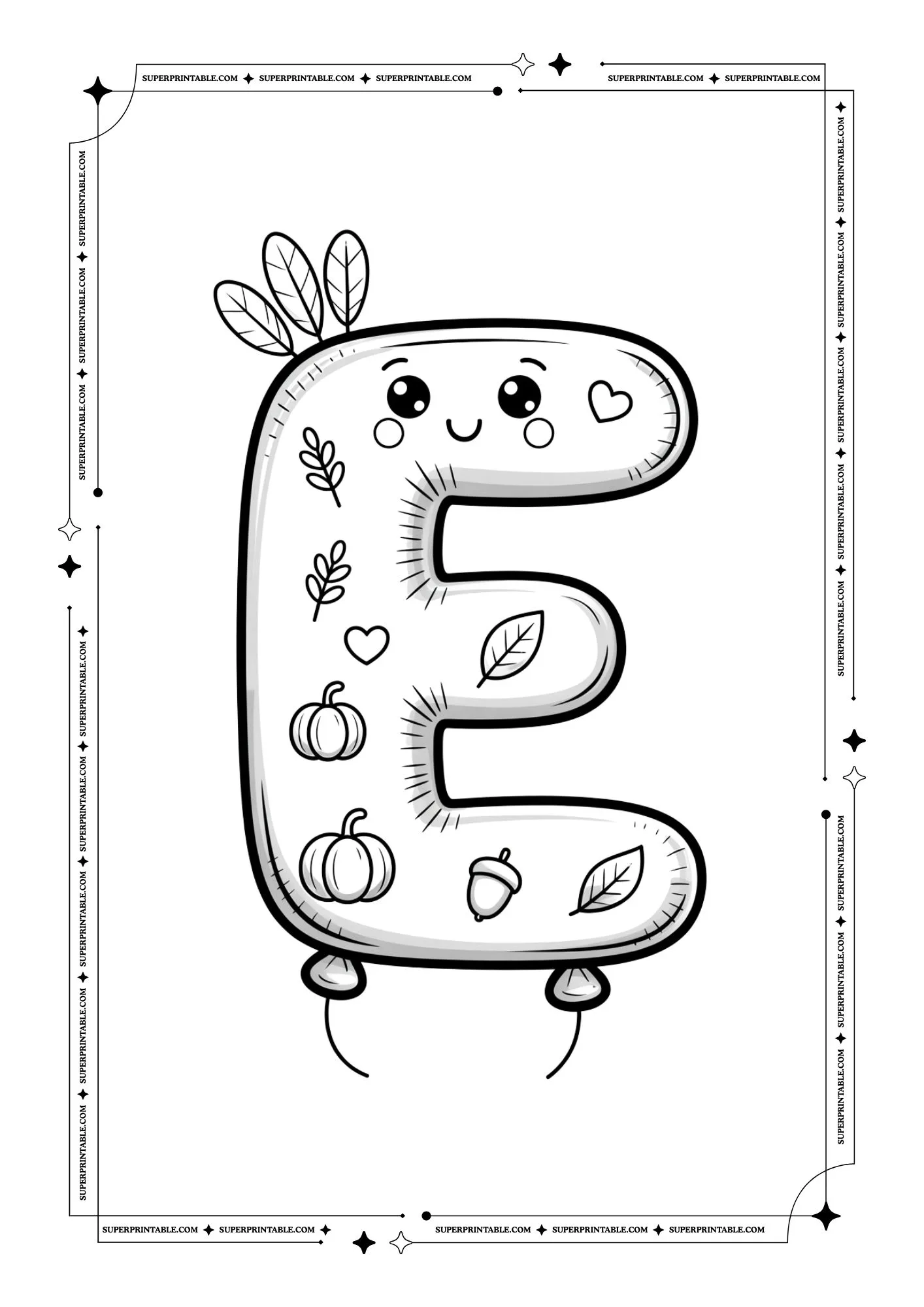Kawaii Thanksgiving Alphabet Coloring Pages 5