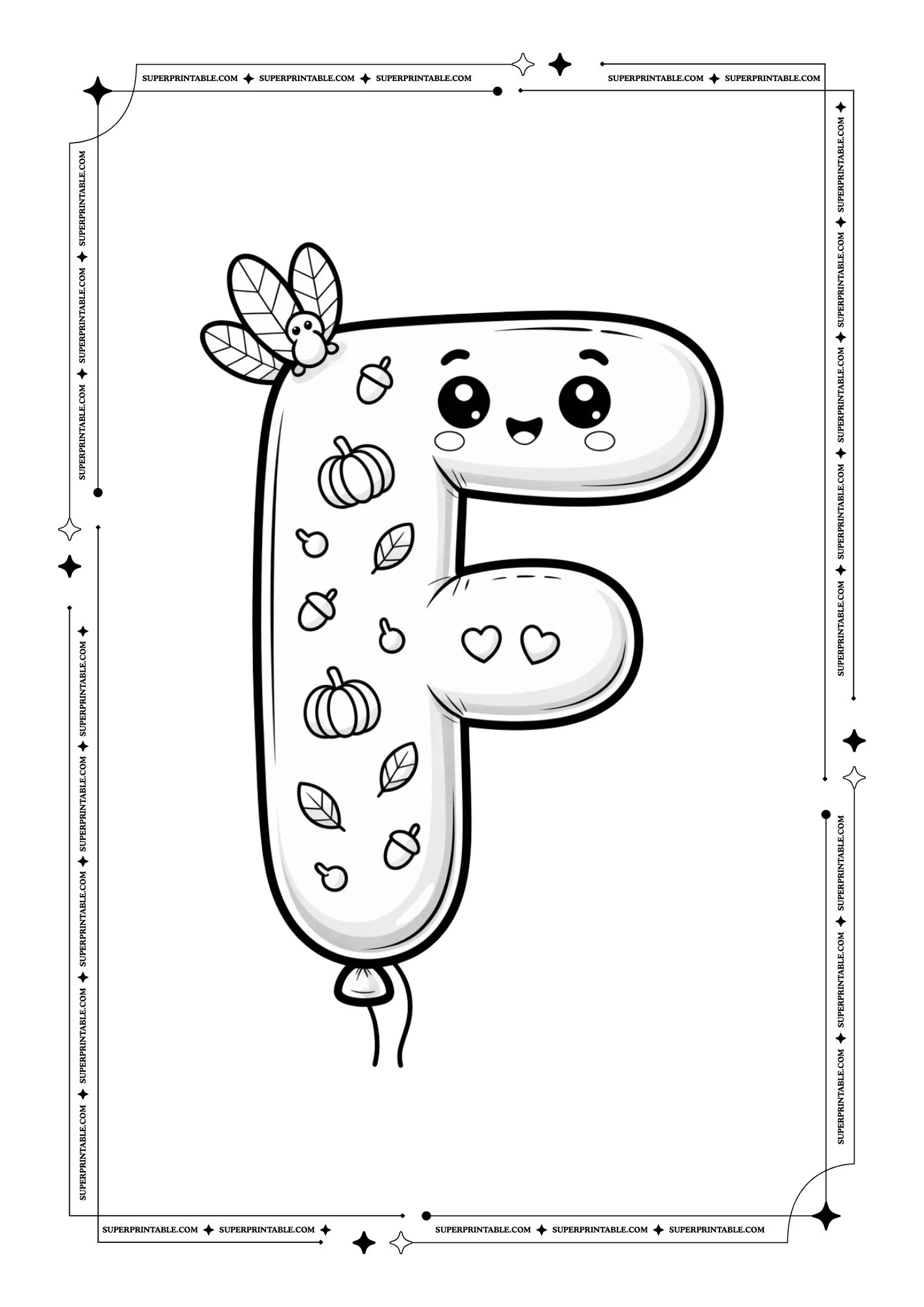 Kawaii Thanksgiving Alphabet Coloring Pages 6