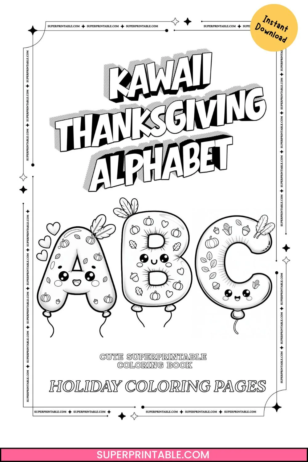 Kawaii Thanksgiving Alphabet Coloring Pages Pinterest Image Pinterest Image1