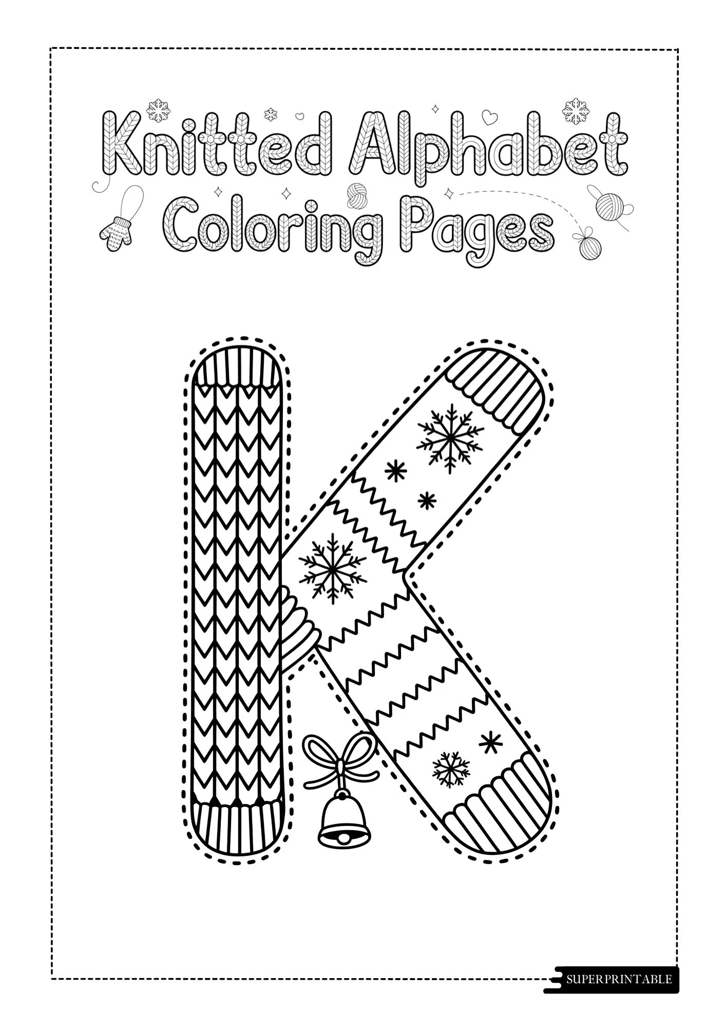 Knitted Christmas Alphabet Coloring Pages 11