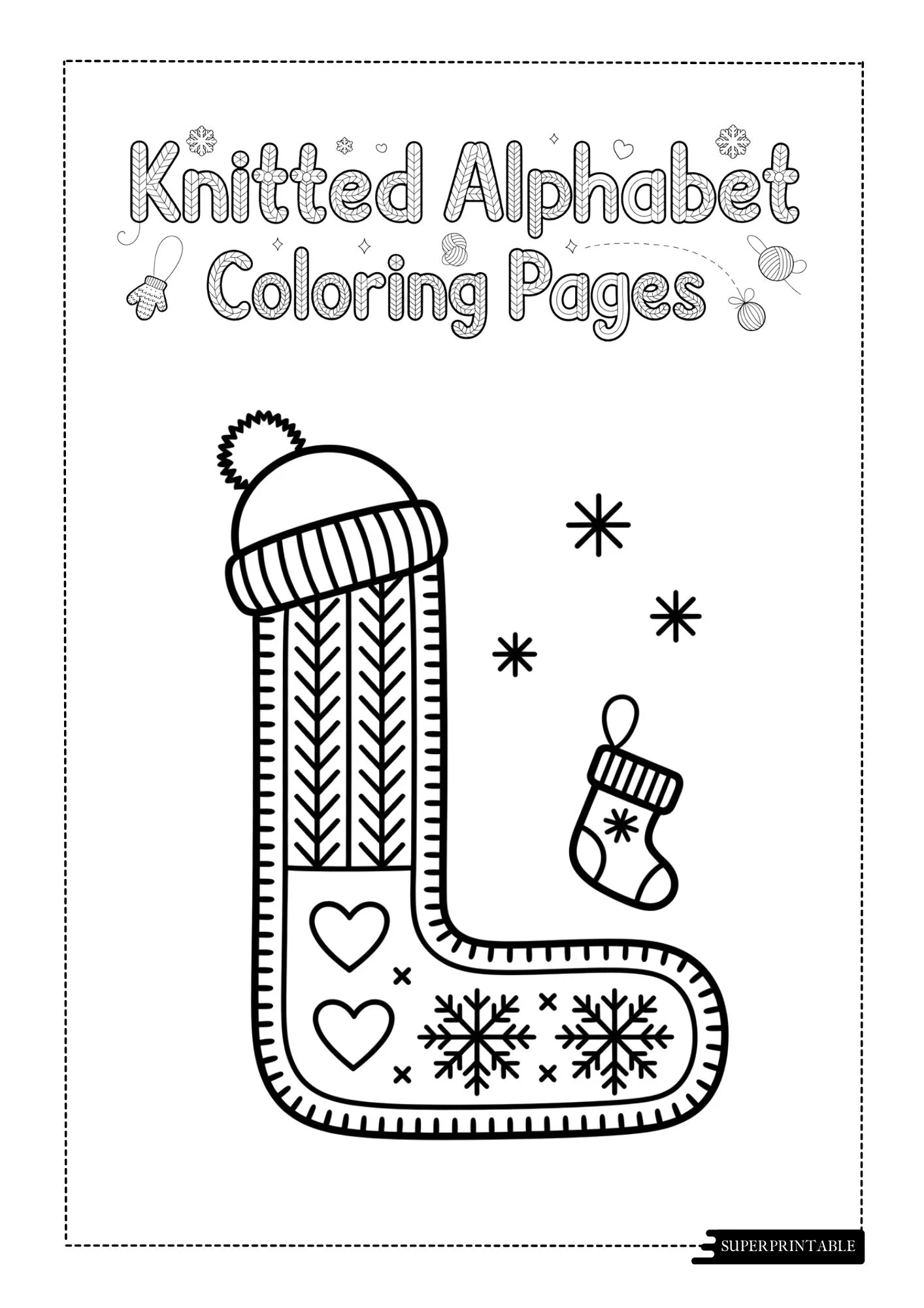Knitted Christmas Alphabet Coloring Pages 12