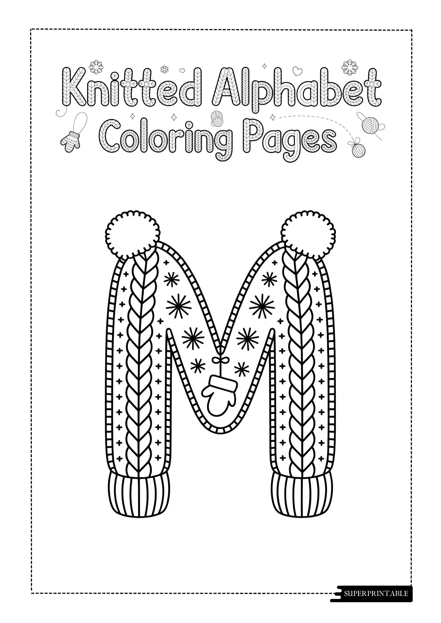 Knitted Christmas Alphabet Coloring Pages 13