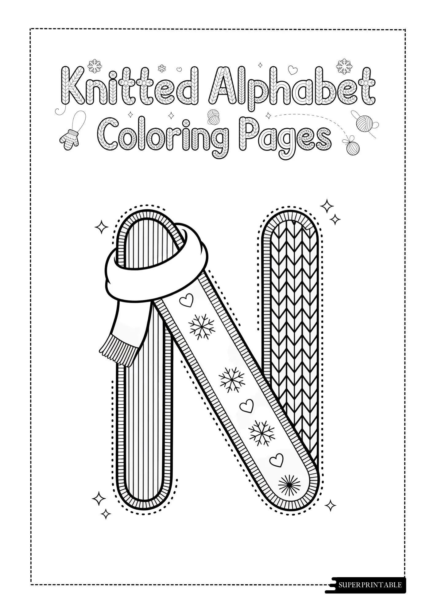 Knitted Christmas Alphabet Coloring Pages 14