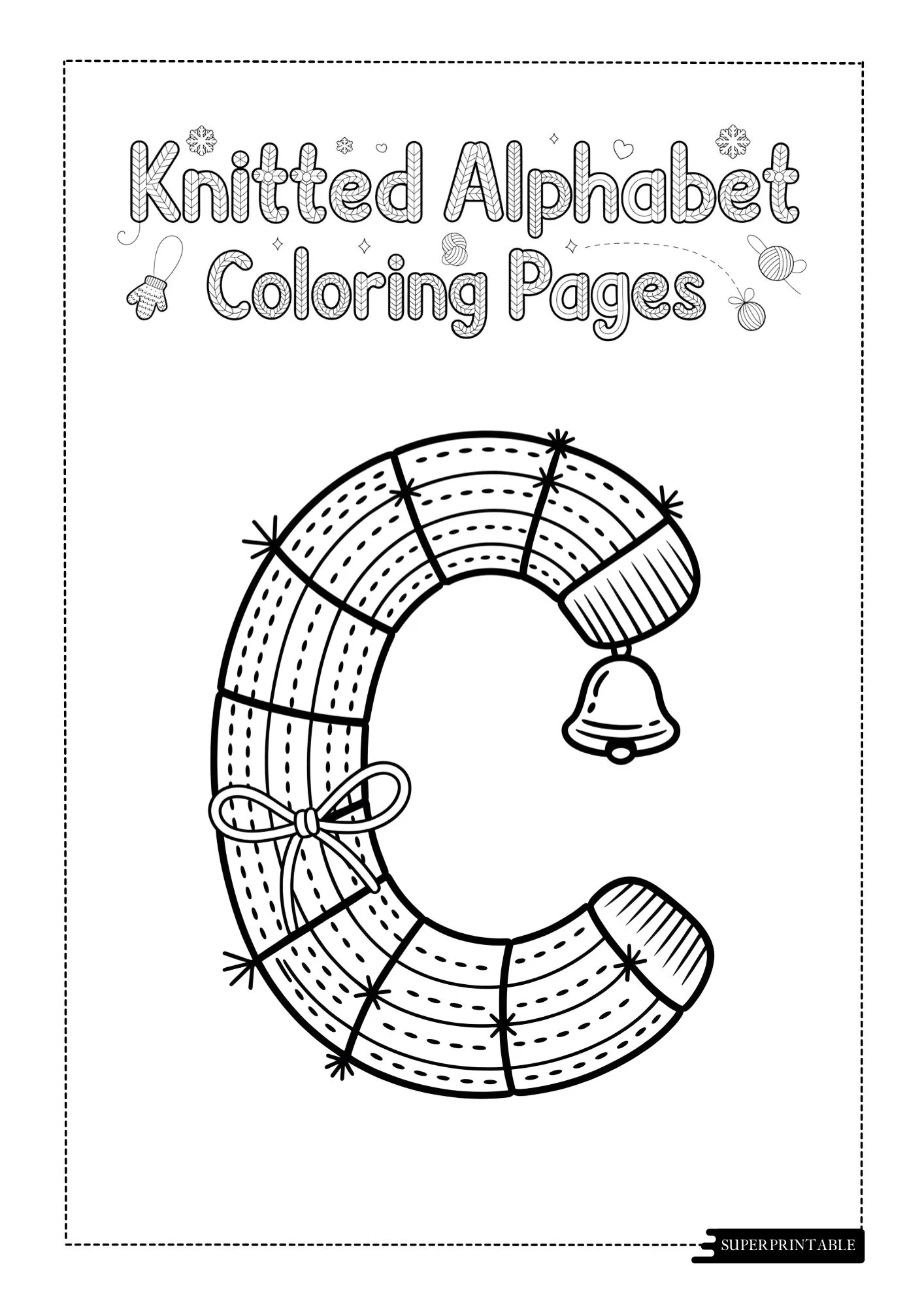 Knitted Christmas Alphabet Coloring Pages 3