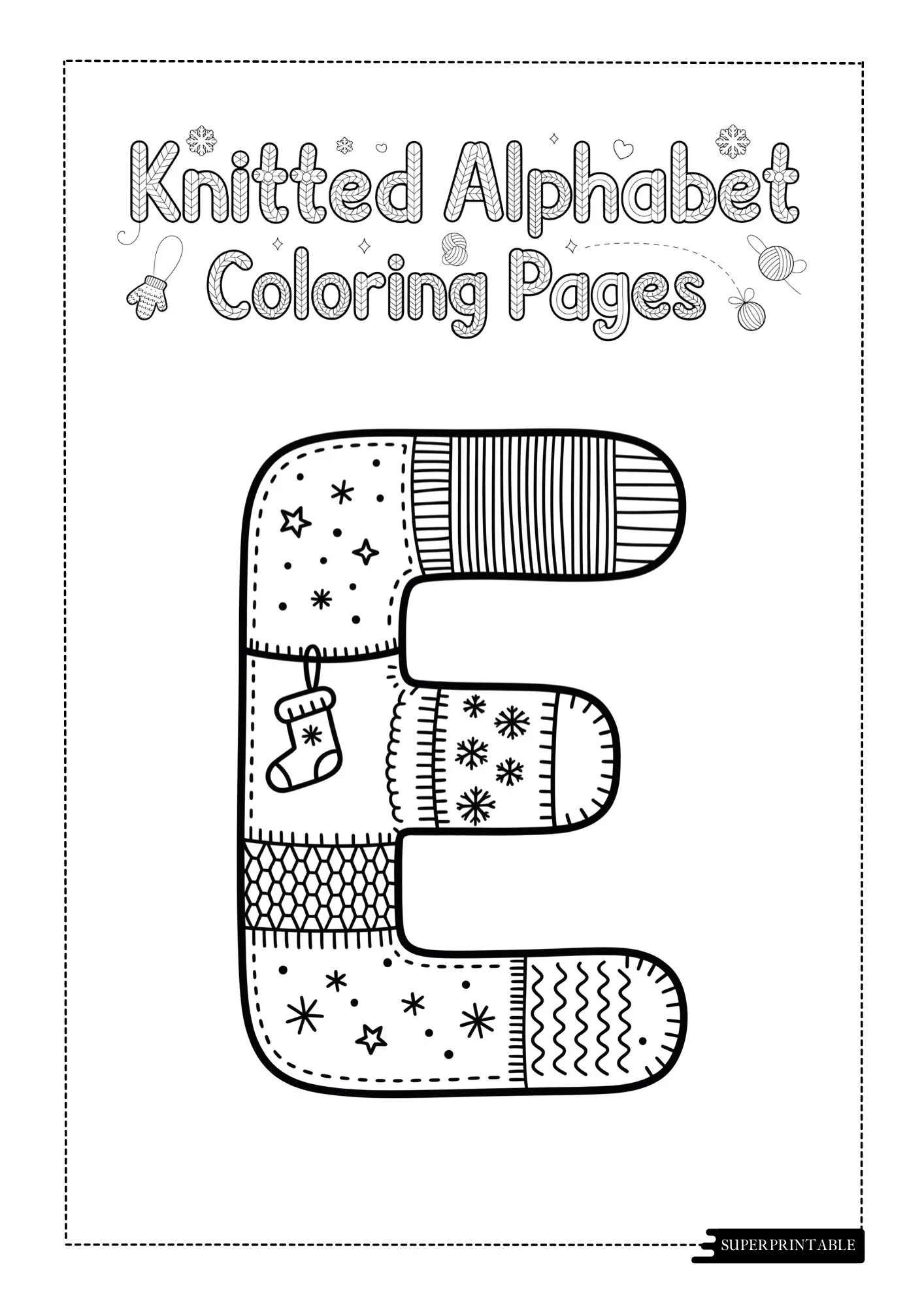 Knitted Christmas Alphabet Coloring Pages 5