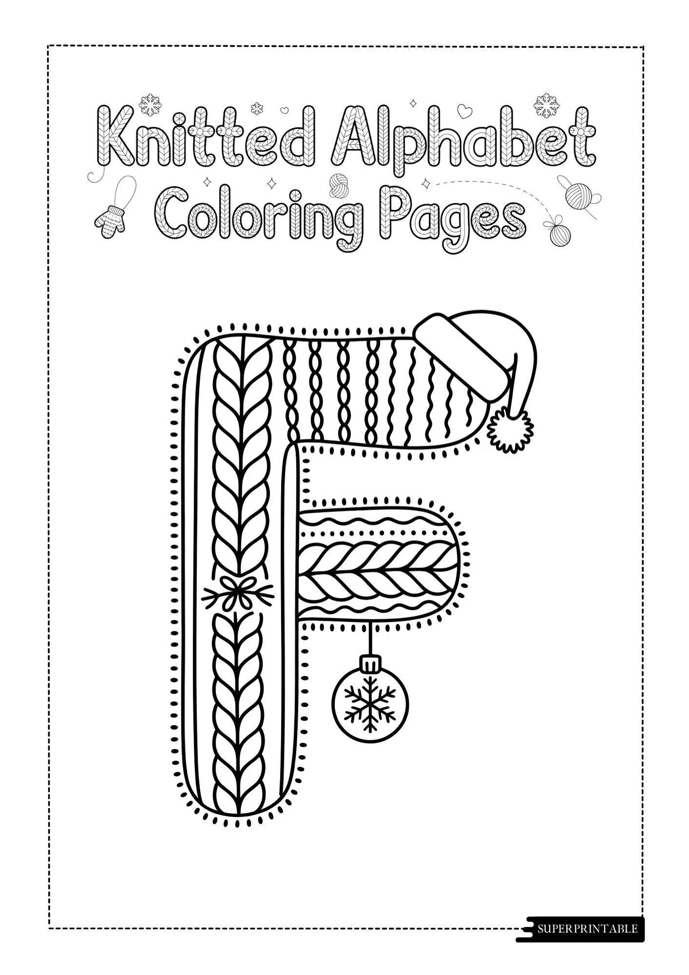 Knitted Christmas Alphabet Coloring Pages 6