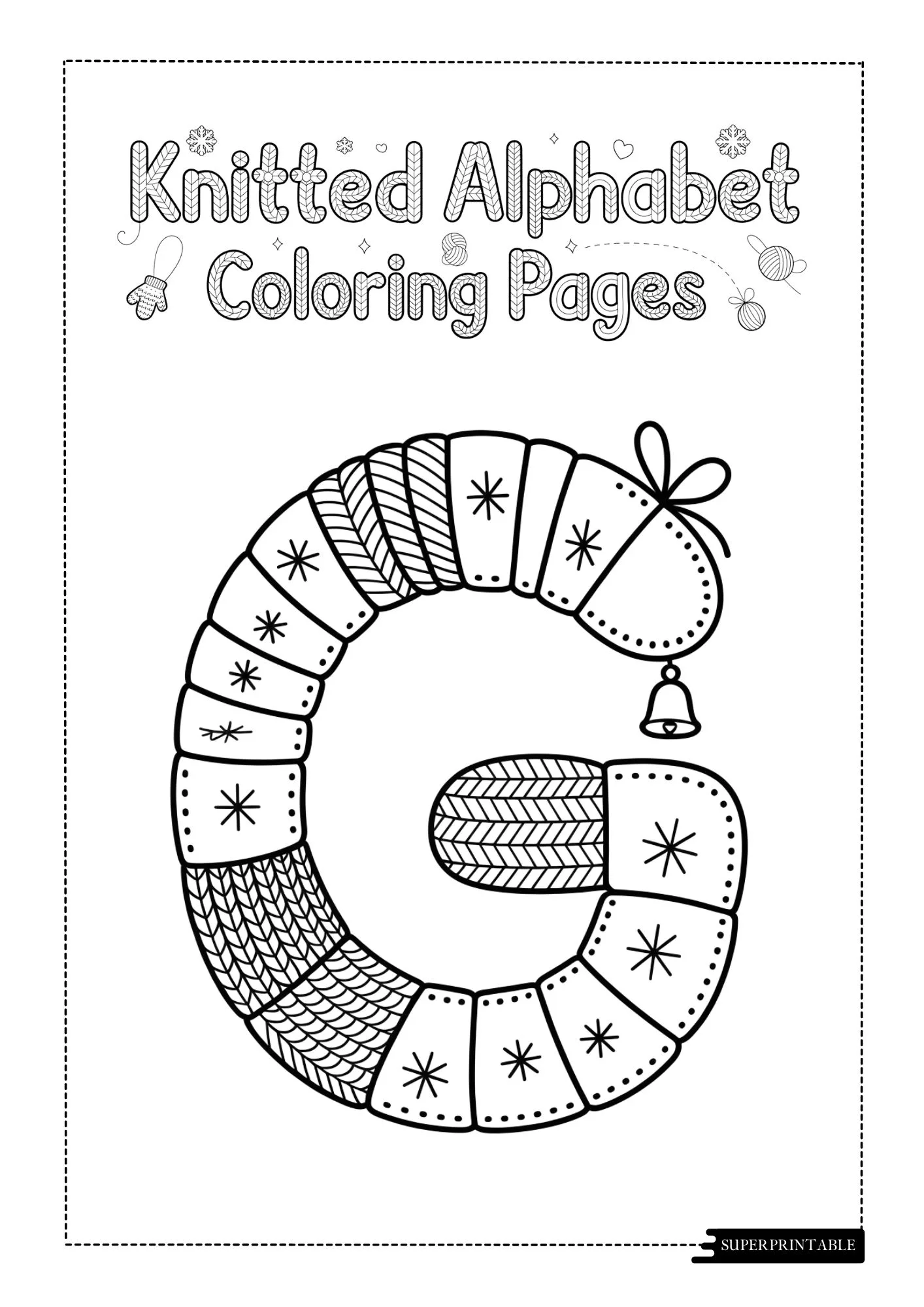 Knitted Christmas Alphabet Coloring Pages 7