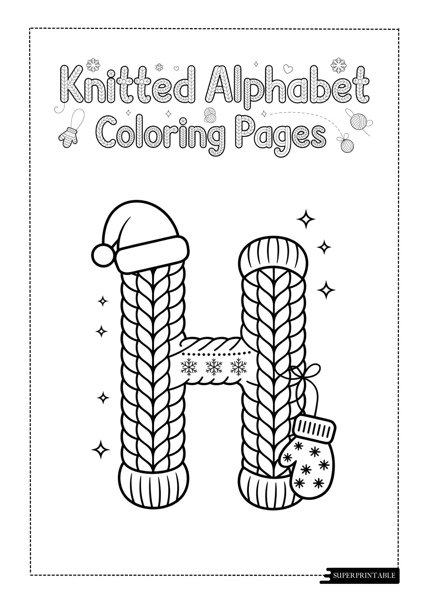 Knitted Christmas Alphabet Coloring Pages 8