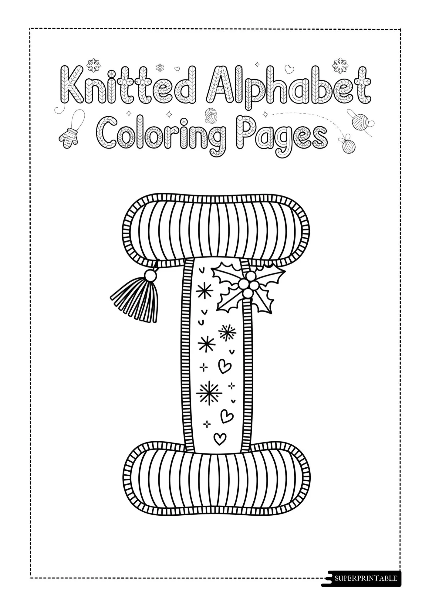 Knitted Christmas Alphabet Coloring Pages 9