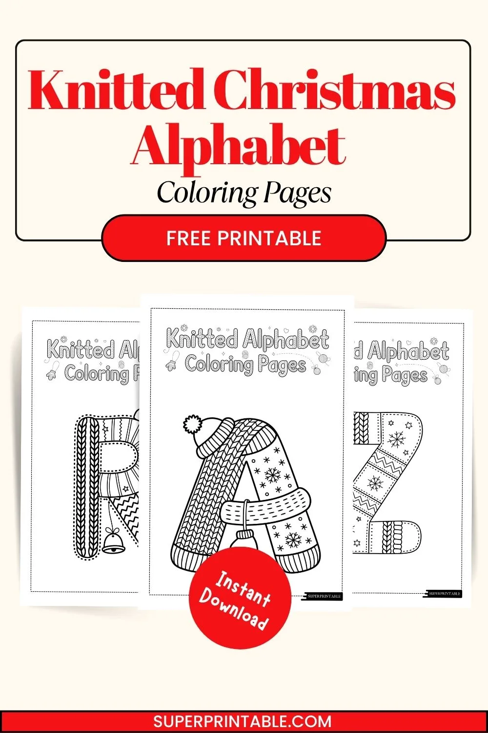 Knitted Christmas Alphabet Coloring Pages Pinterest Image