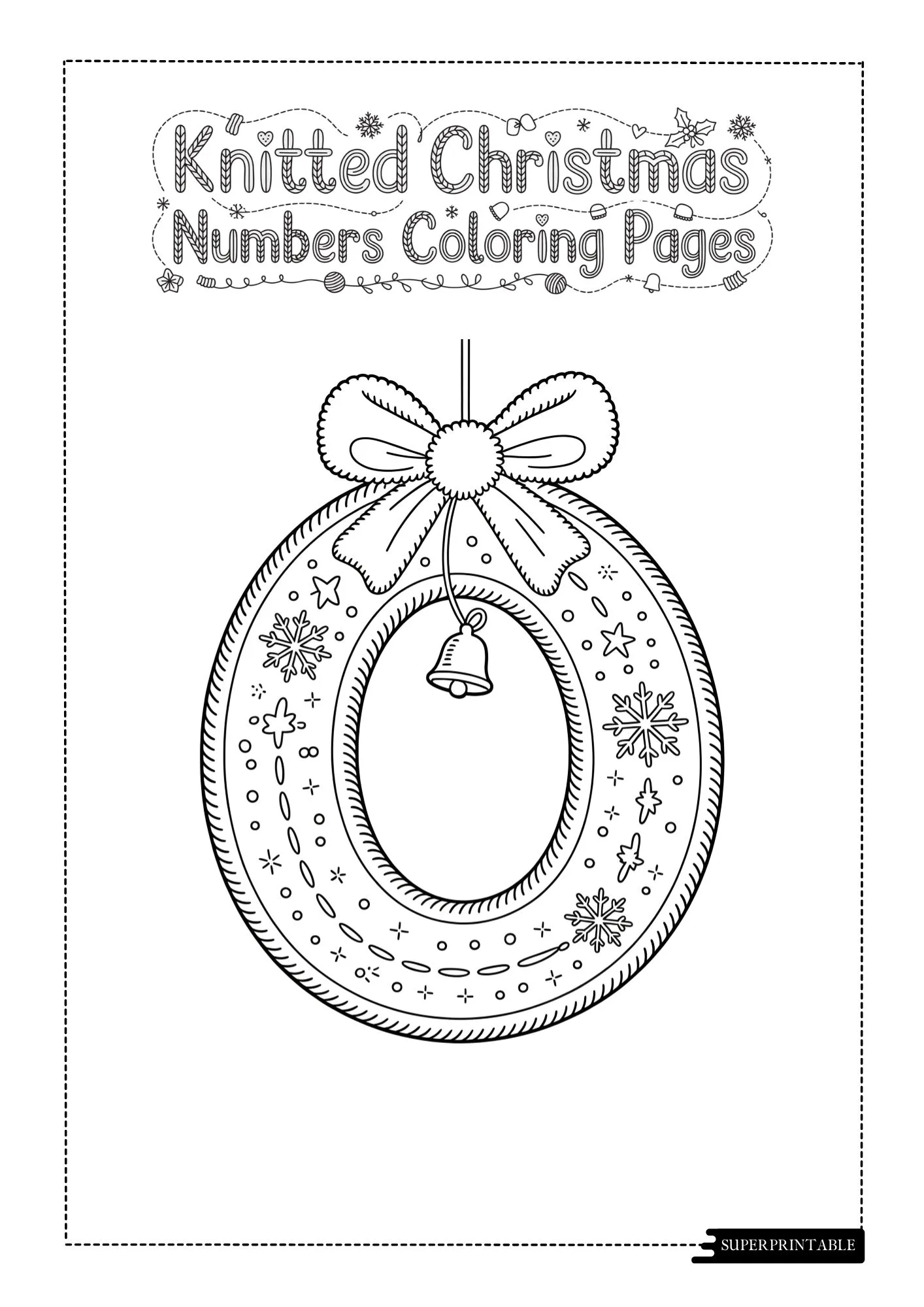 Knitted Christmas Numbers Coloring Pages 1