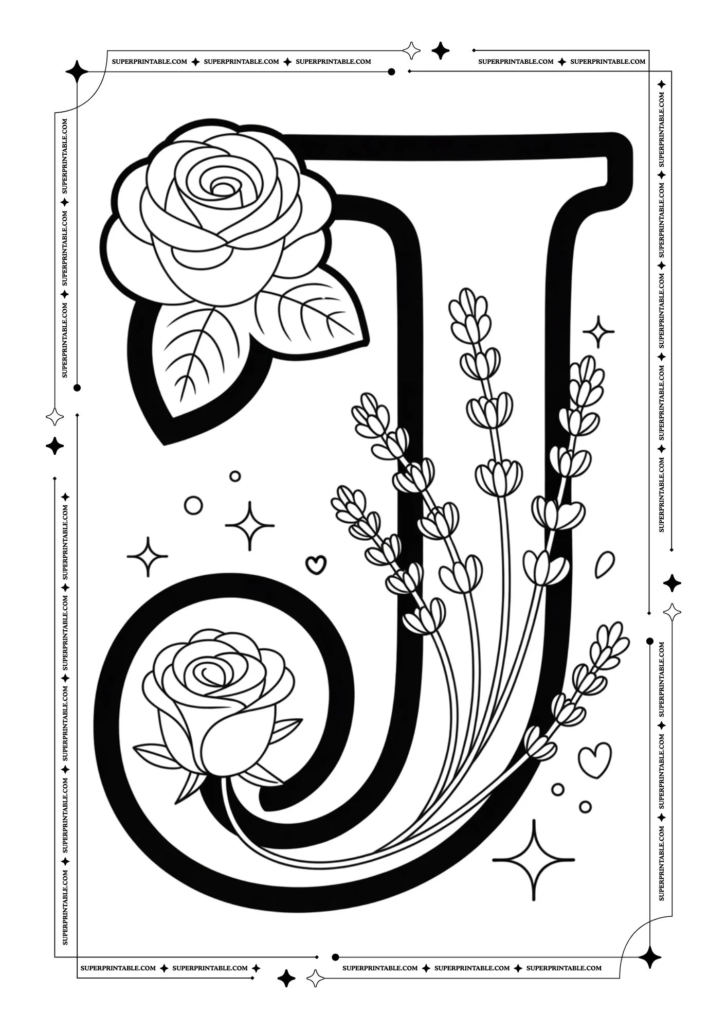 Lavender & Rose Decorative Alphabet Coloring Collection 10
