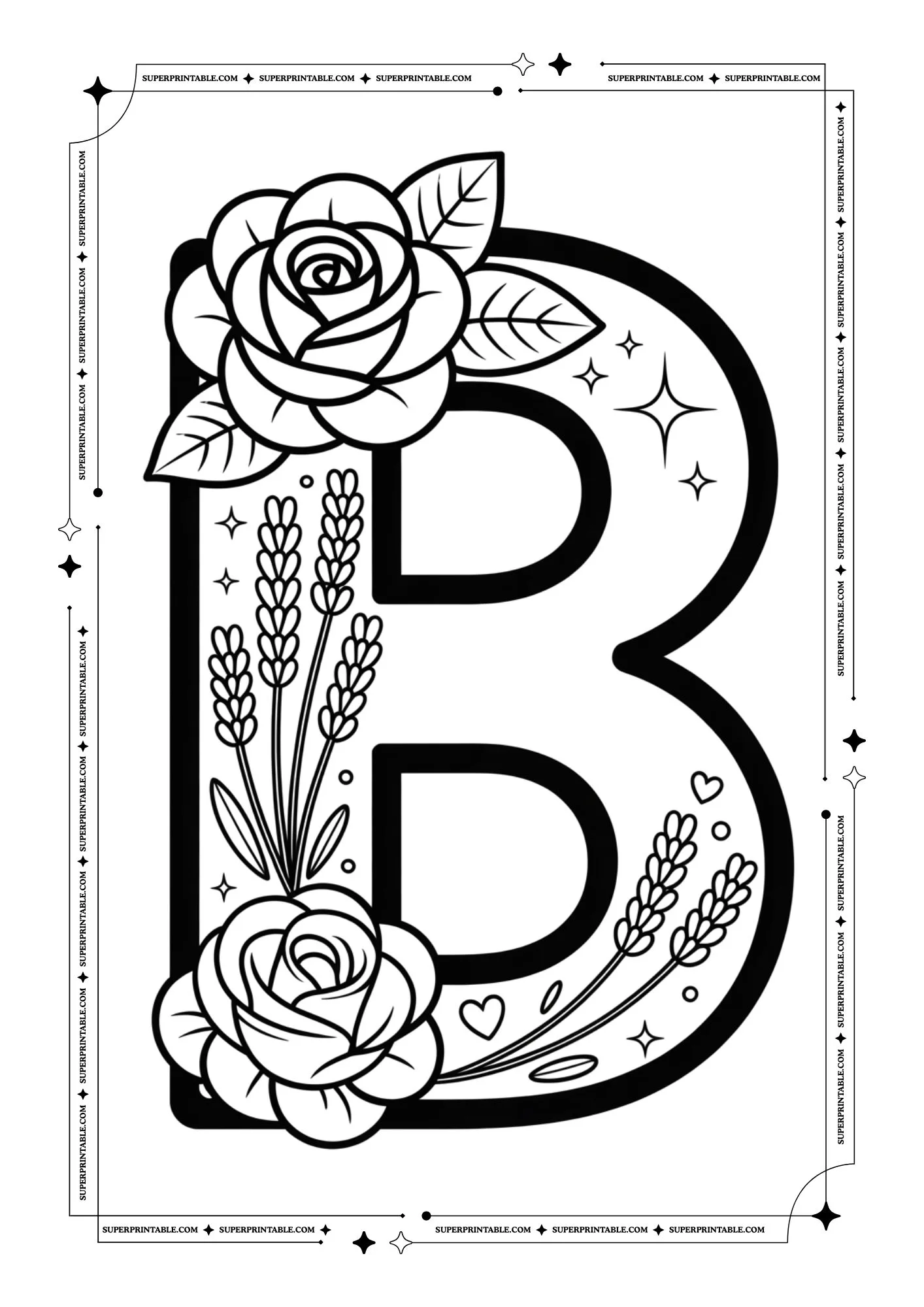 Lavender & Rose Decorative Alphabet Coloring Collection 2