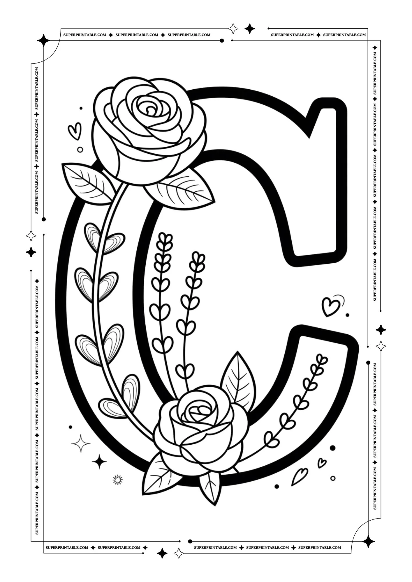 Lavender & Rose Decorative Alphabet Coloring Collection 3
