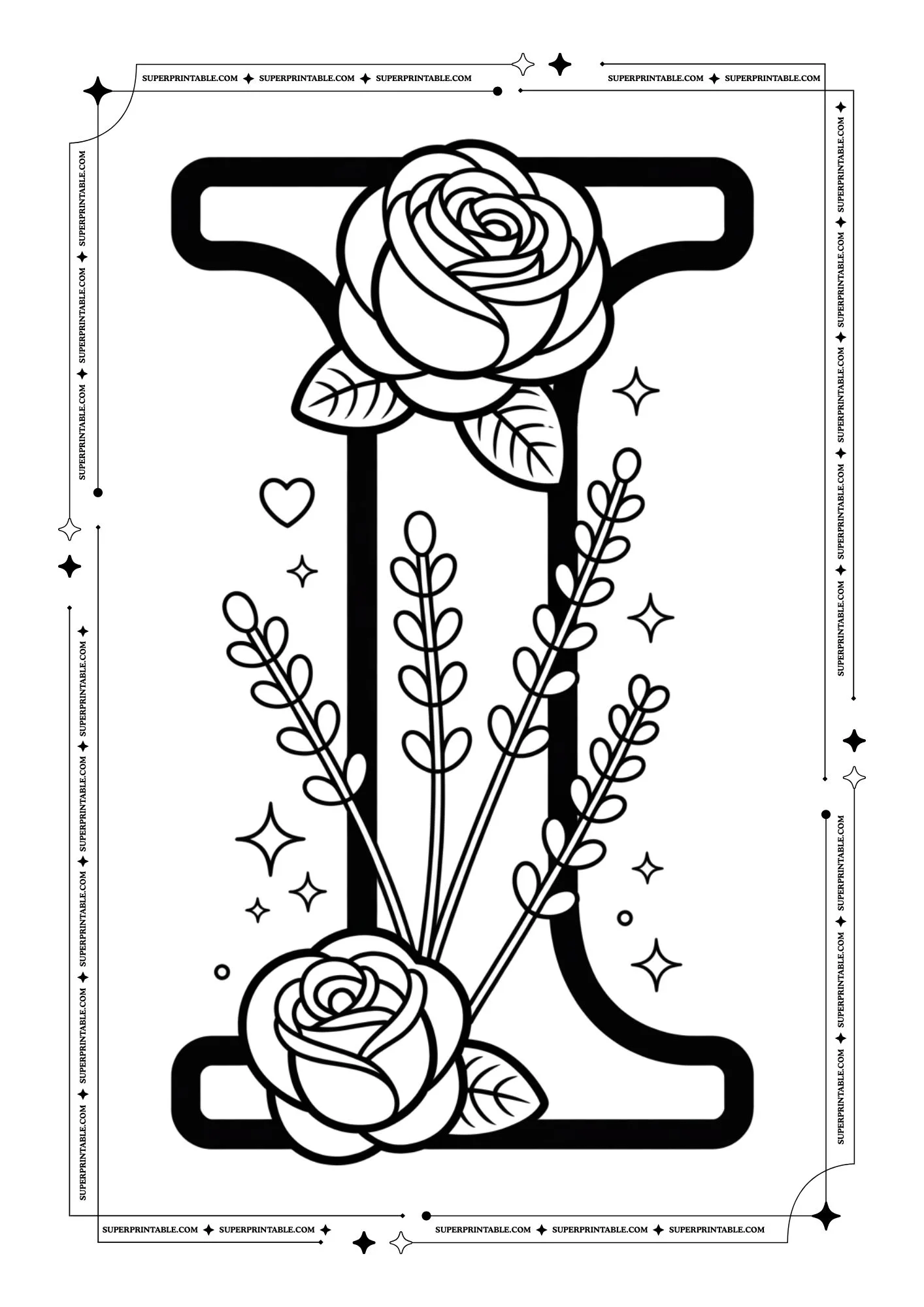 Lavender & Rose Decorative Alphabet Coloring Collection 9