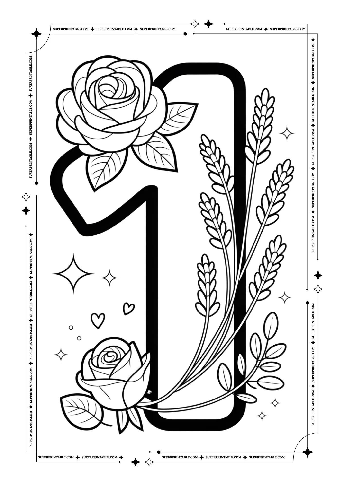 Lavender & Rose Decorative Number Coloring Collection 2