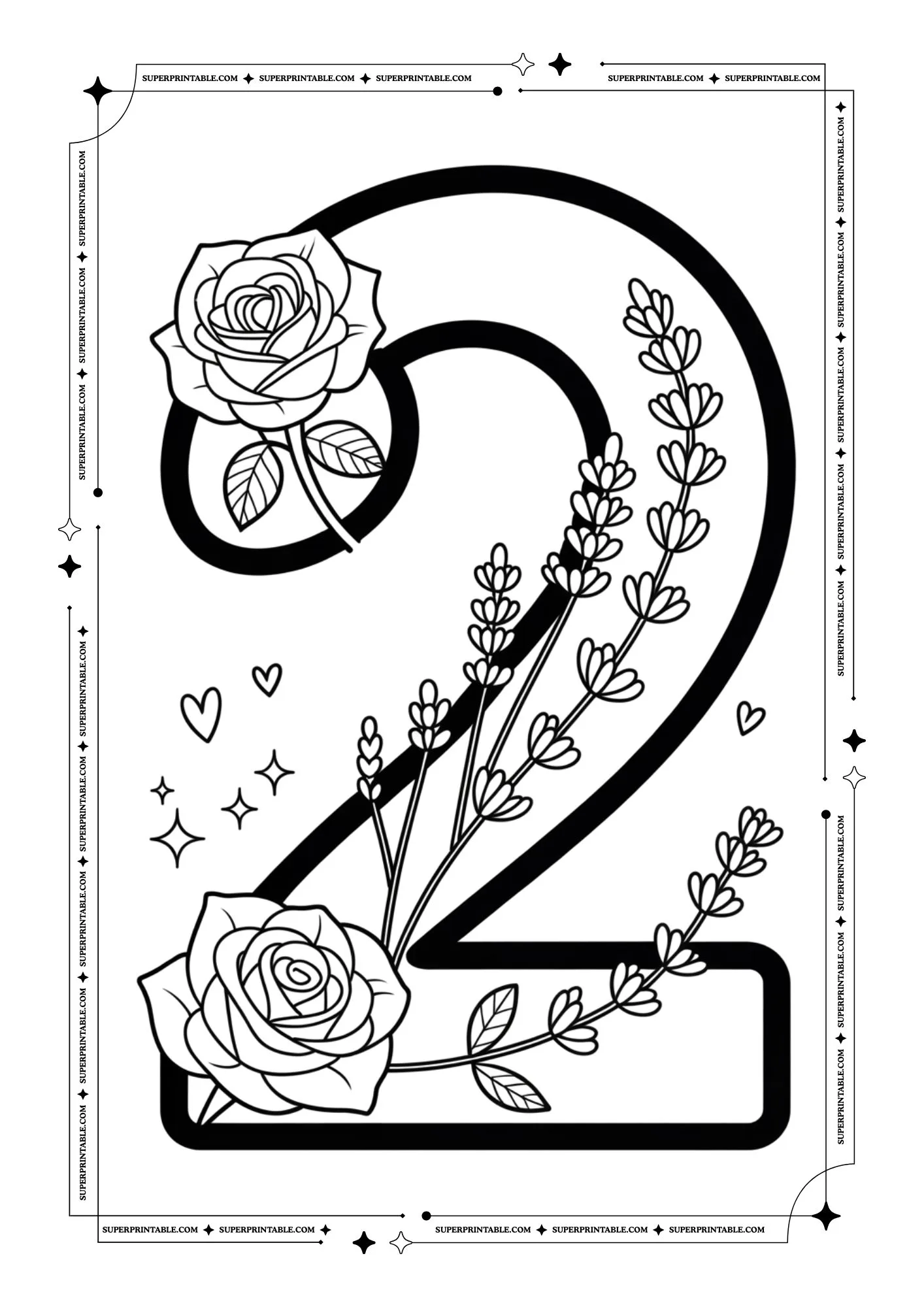 Lavender & Rose Decorative Number Coloring Collection 3