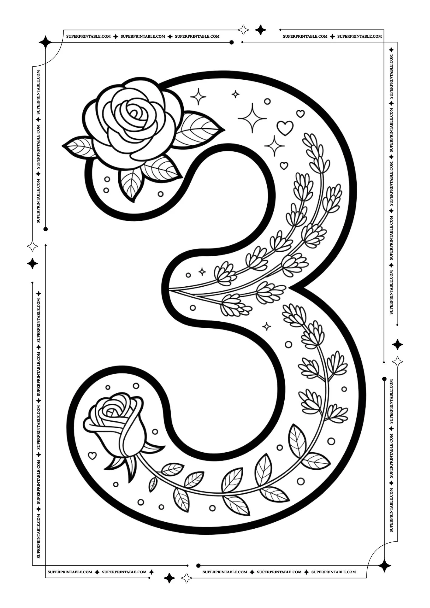 Lavender & Rose Decorative Number Coloring Collection 4