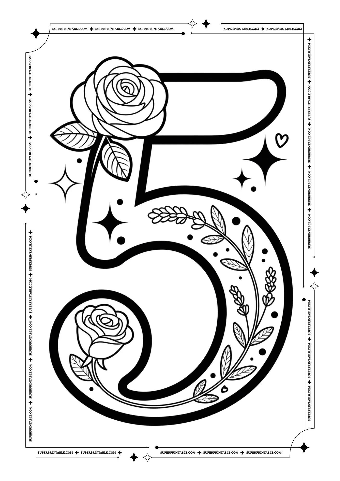 Lavender & Rose Decorative Number Coloring Collection 6