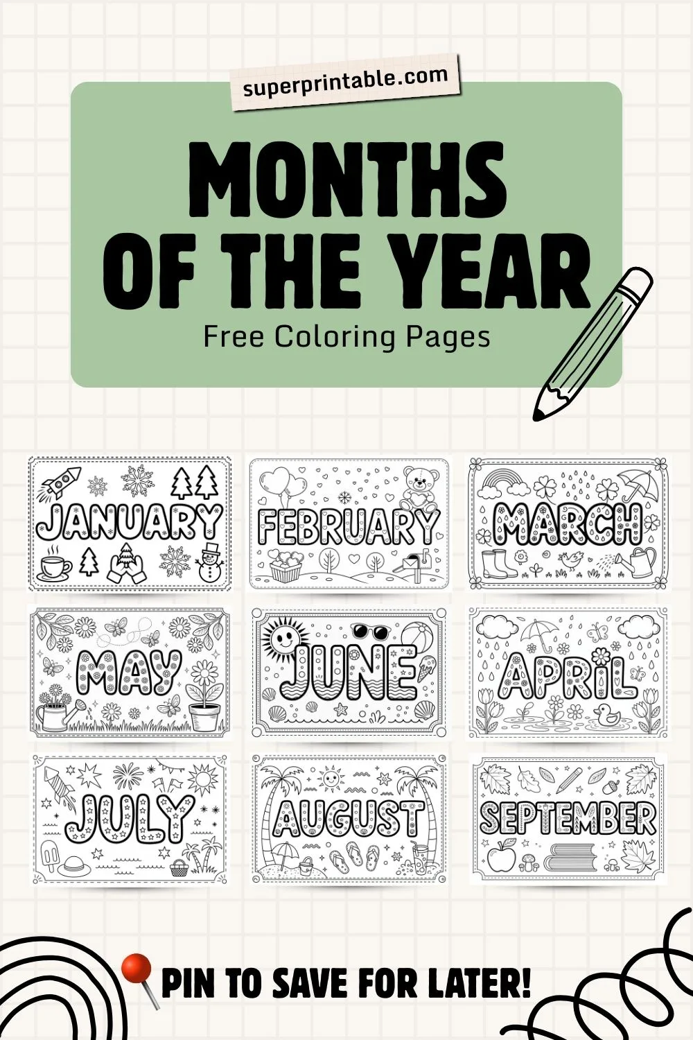 Months of the Year Coloring Pages (Free Printable PDF)