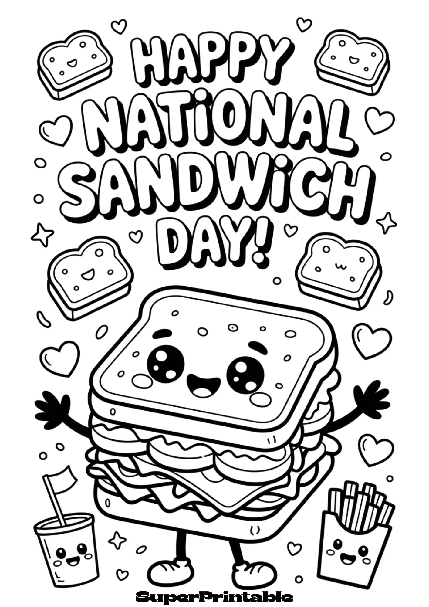 National Sandwich Day Coloring Pages 1