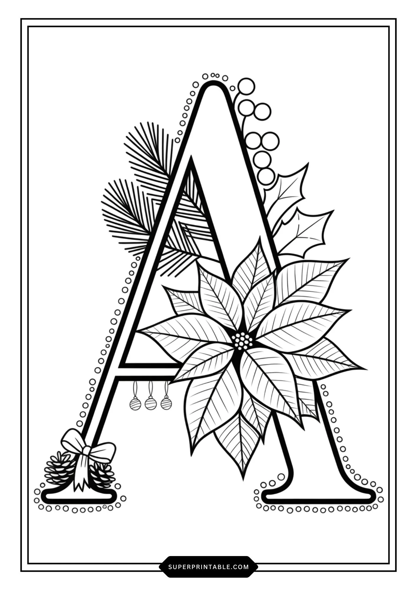Poinsettia Christmas ABC Coloring Pages 1