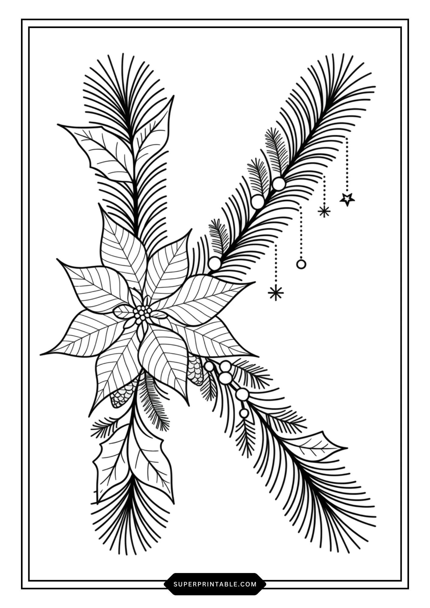 Poinsettia Christmas ABC Coloring Pages 11