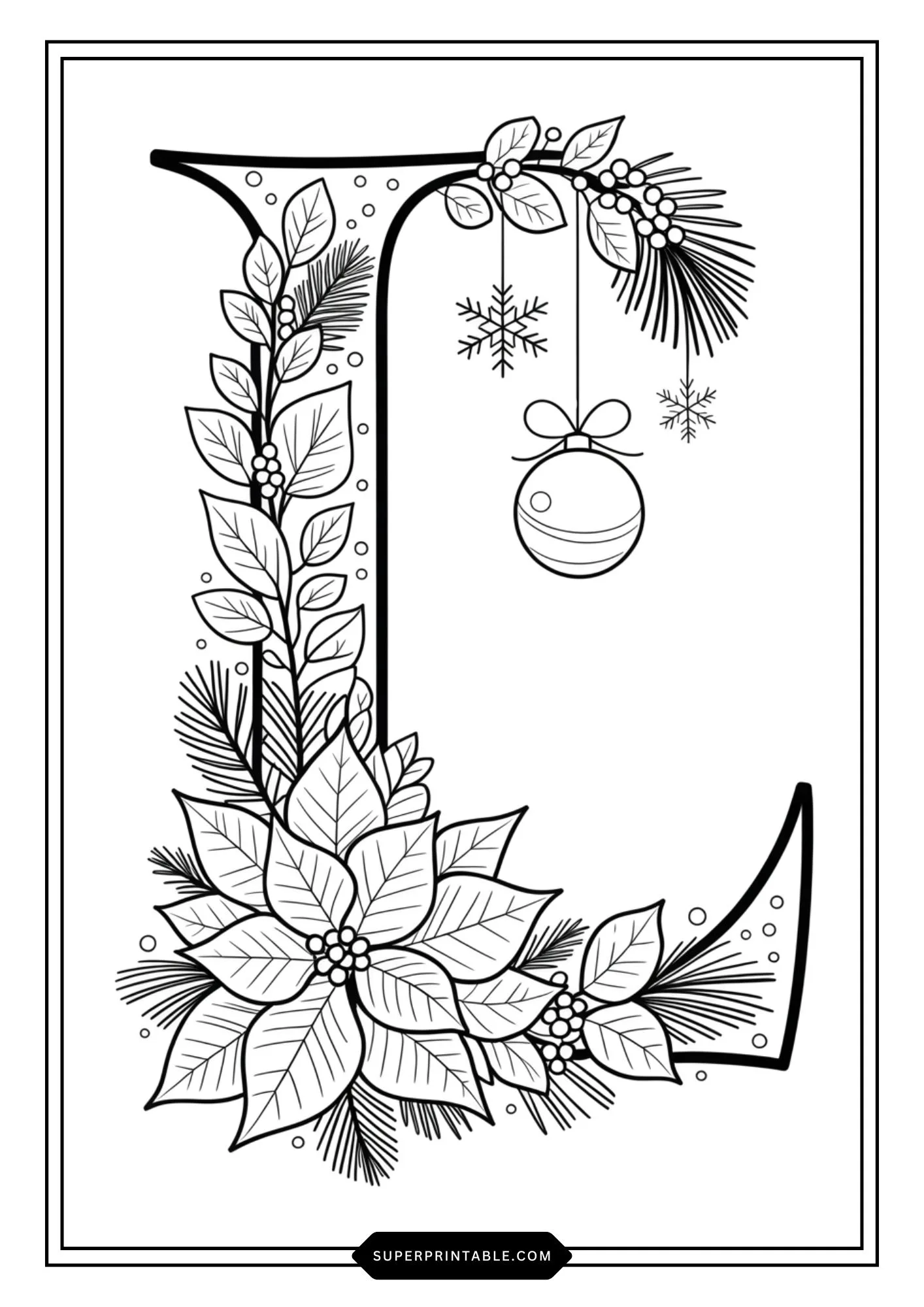 Poinsettia Christmas ABC Coloring Pages 12