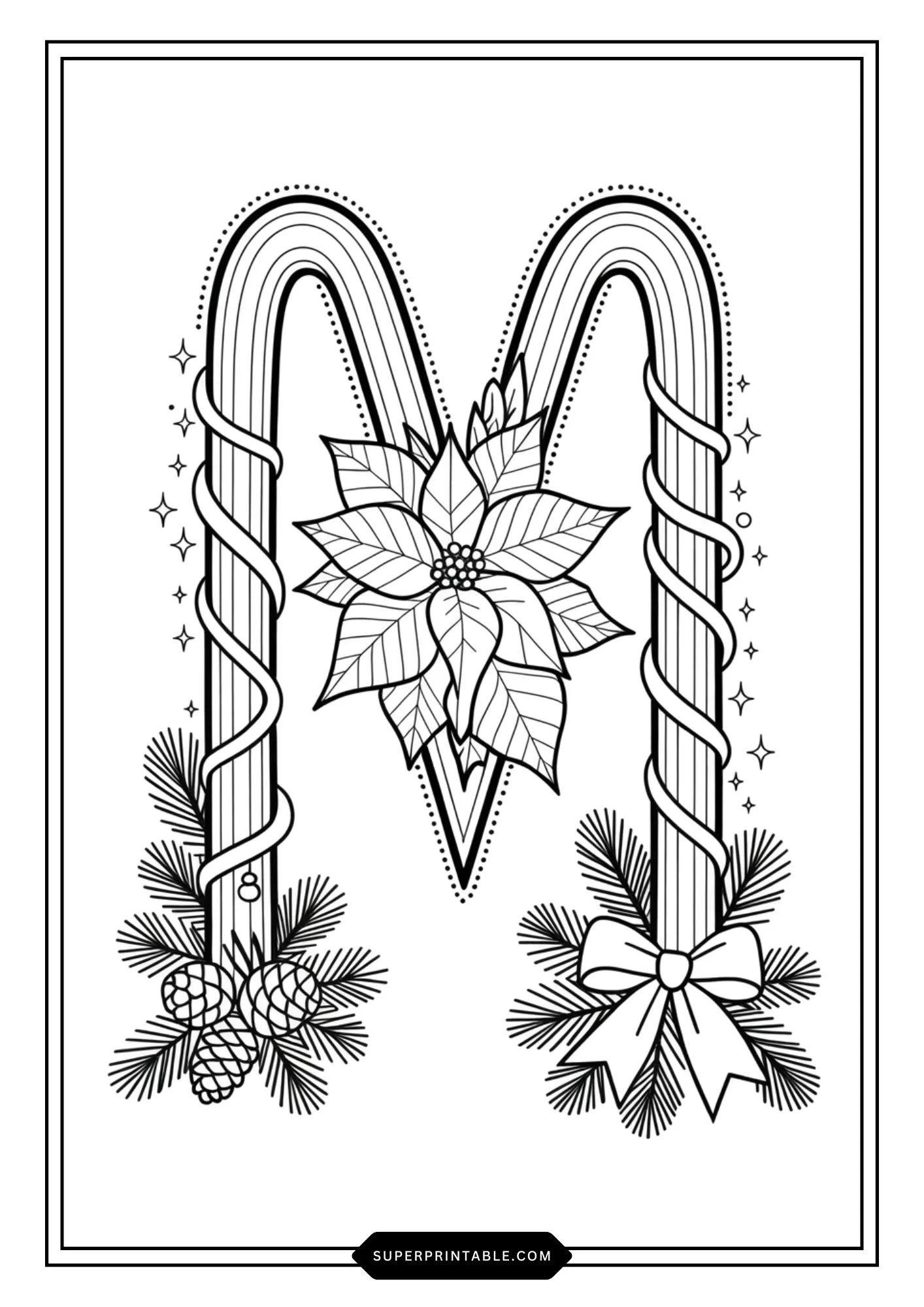 Poinsettia Christmas ABC Coloring Pages 13