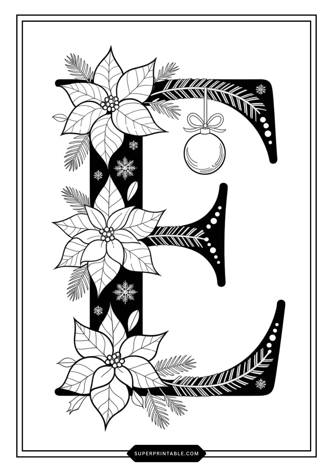 Poinsettia Christmas ABC Coloring Pages 5