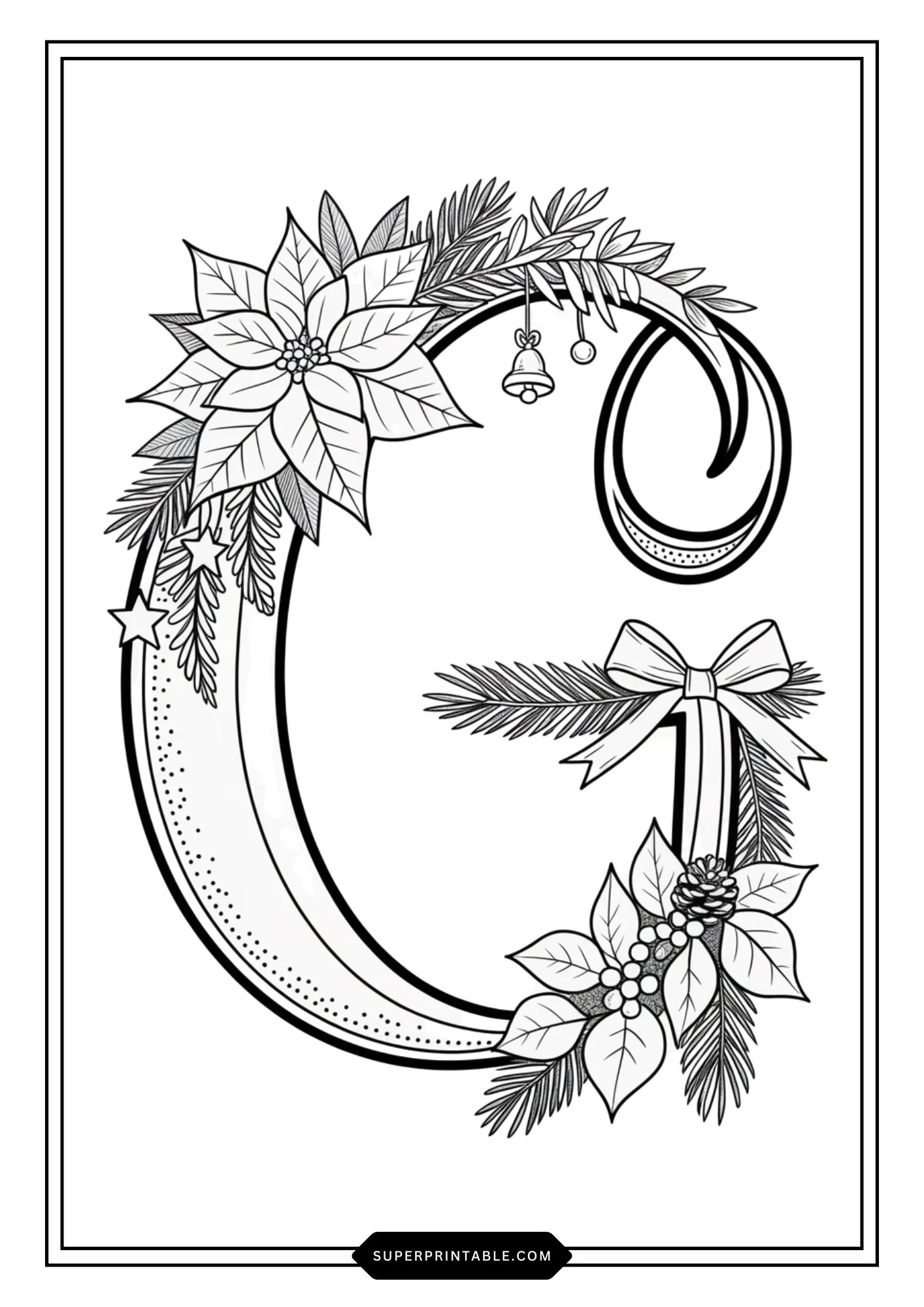 Poinsettia Christmas ABC Coloring Pages 7