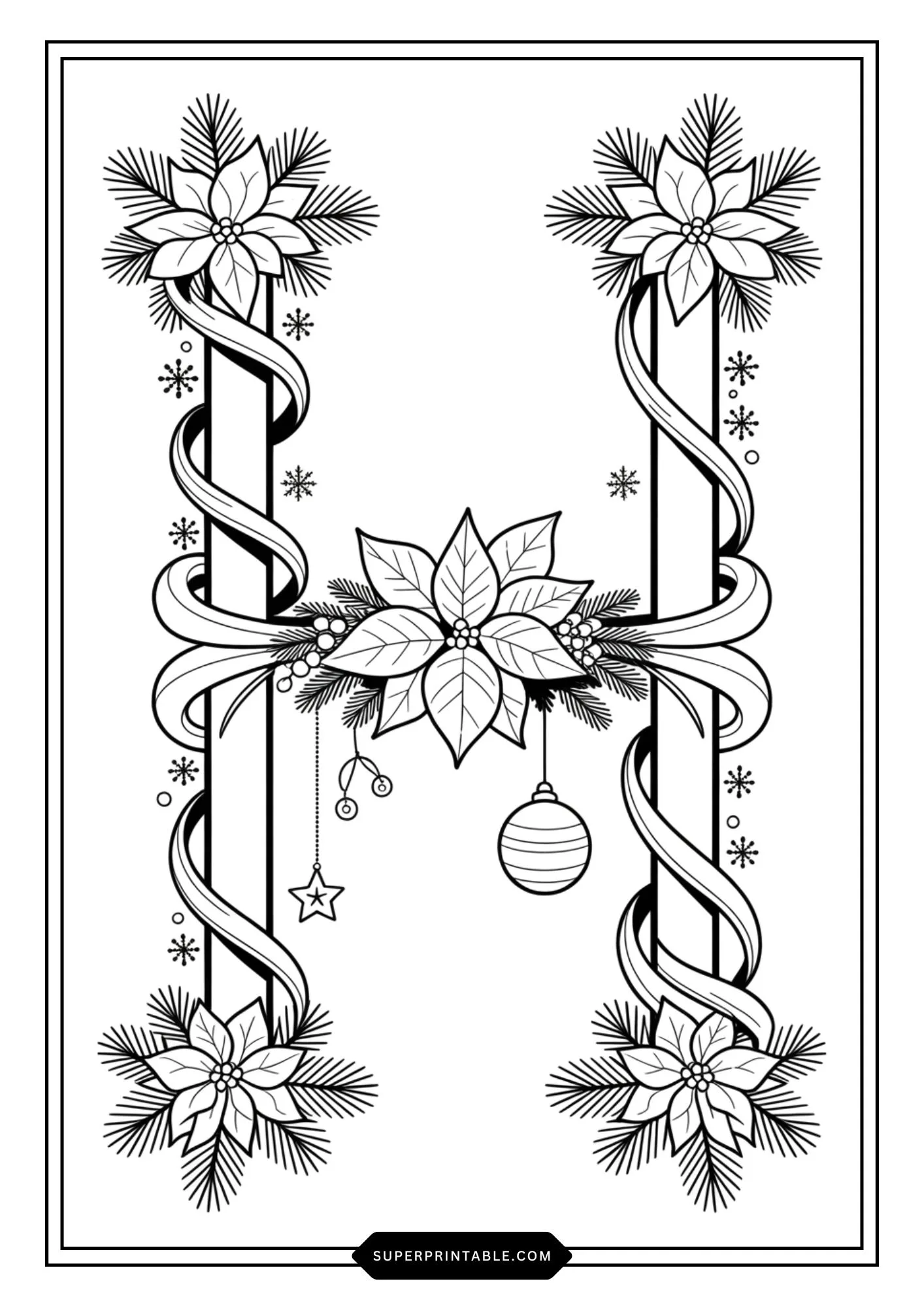 Poinsettia Christmas ABC Coloring Pages 8