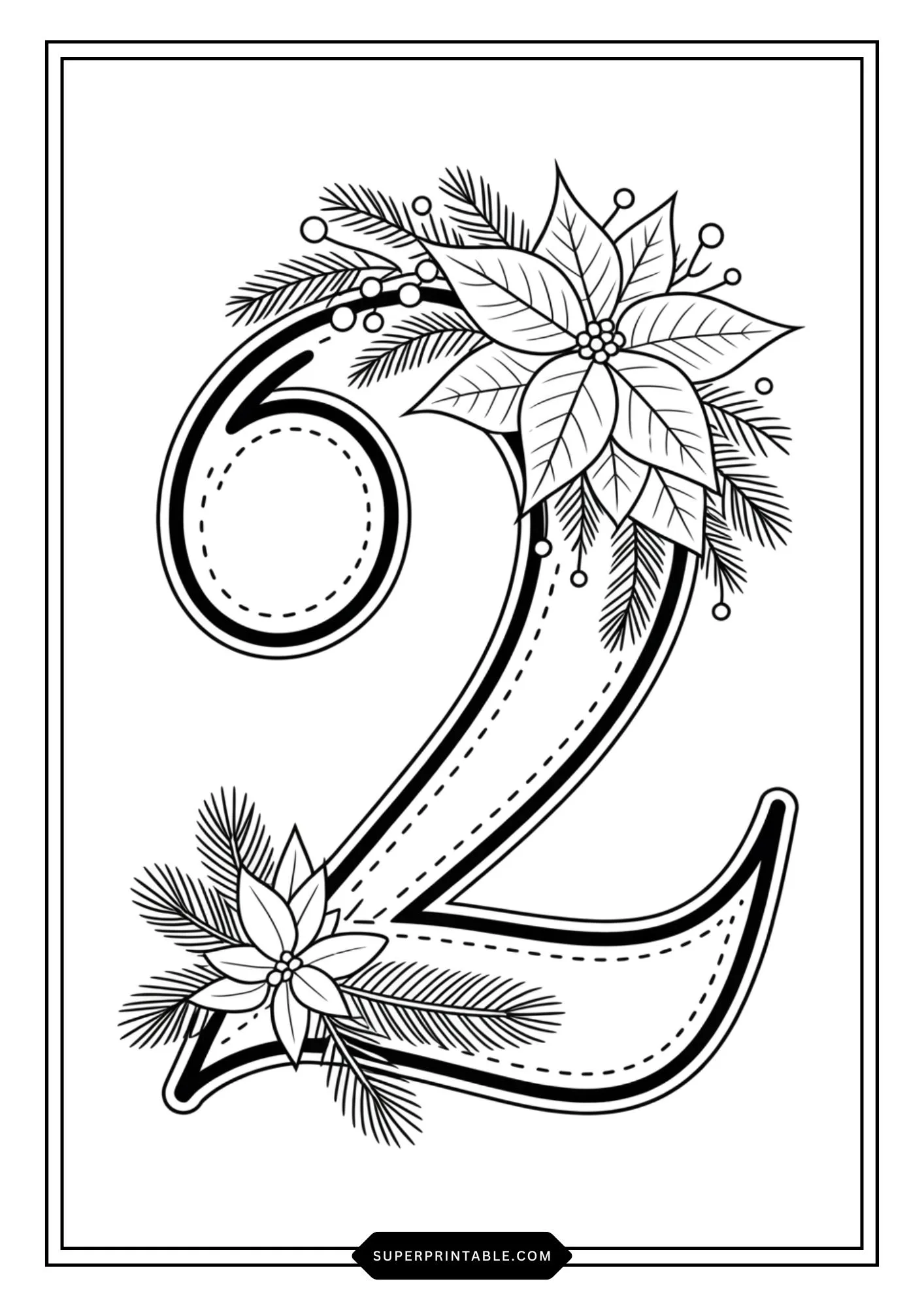 Poinsettia Christmas Numbers Coloring Pages 3