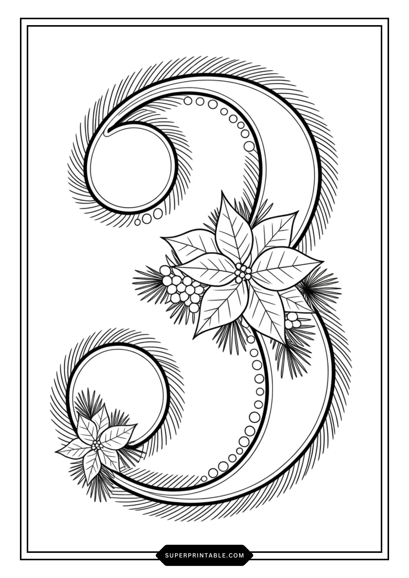 Poinsettia Christmas Numbers Coloring Pages 4